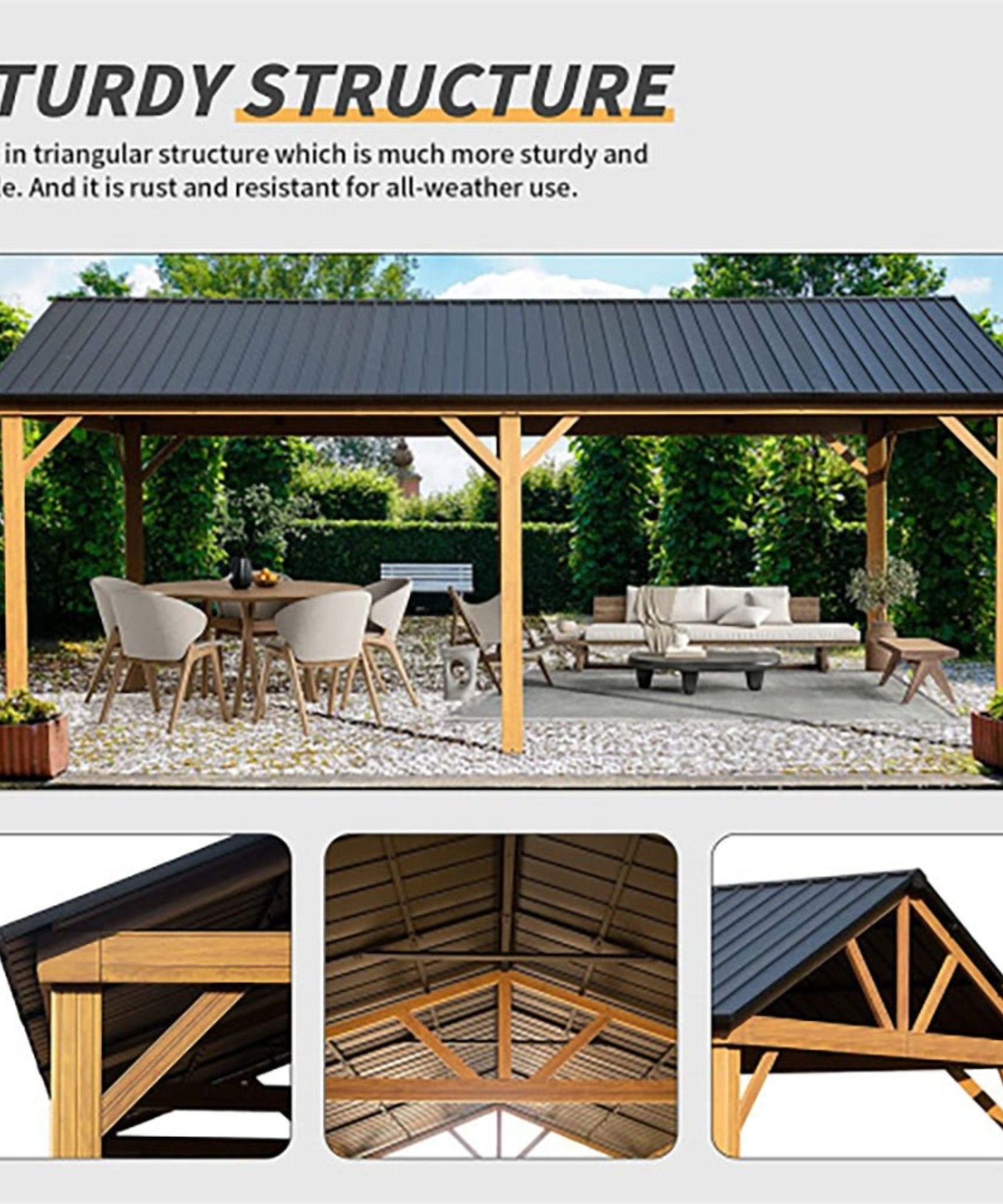 [12X20FT] Alora Premium Outdoor Double-Layer Galvanized Steel Hardtop Gazebo For Patio (SAK46095)