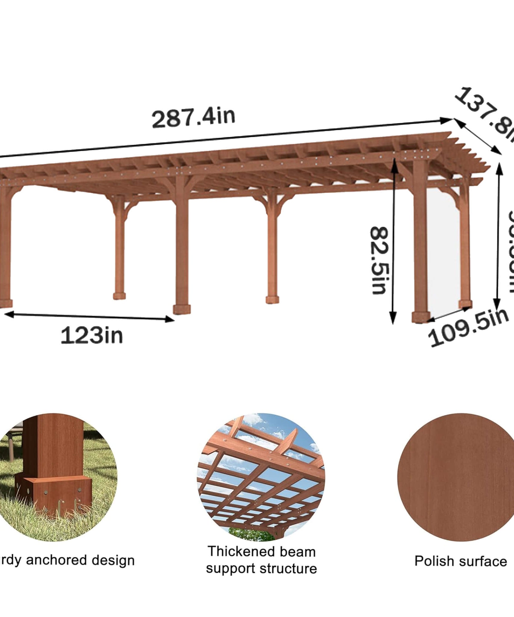 Alora Outdoor Cedar Wood Patio Pergola With Slatted Trellis Roof (SAK92150)