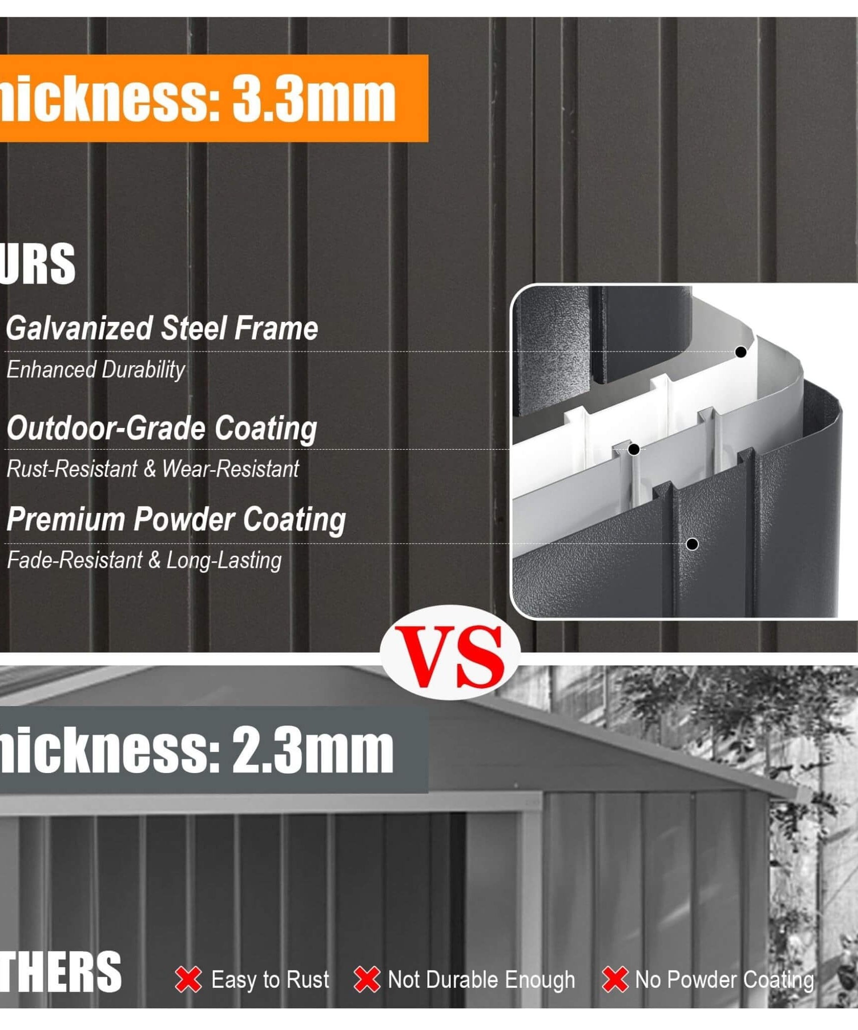 [12X25FT] Alora Extra Large Heavy-Duty Outdoor Metal Carport Garage Shed With Lockable Double Hinged Doors (SAK34153)
