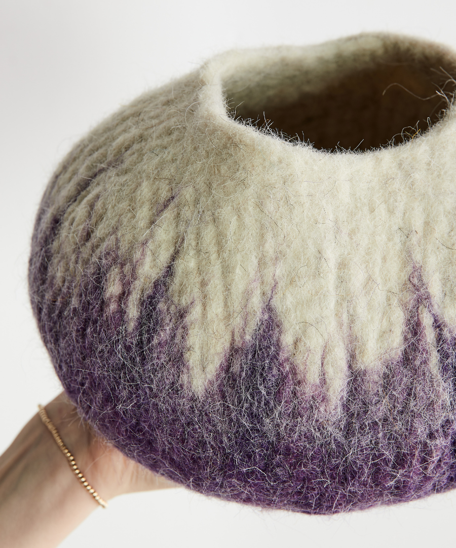 Violet Purple Decorative Wool Ukhamba Bowl