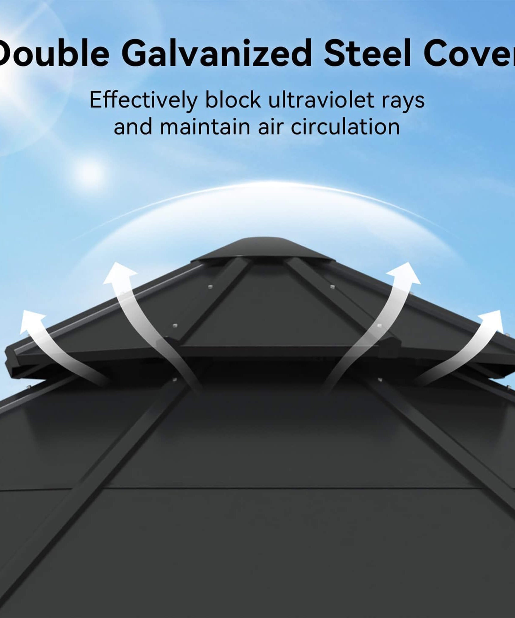 [13X13FT] Alora Cedar Wood Galvanized Steel Octagonal Hardtop Double Roof Gazebo (SAK17468)