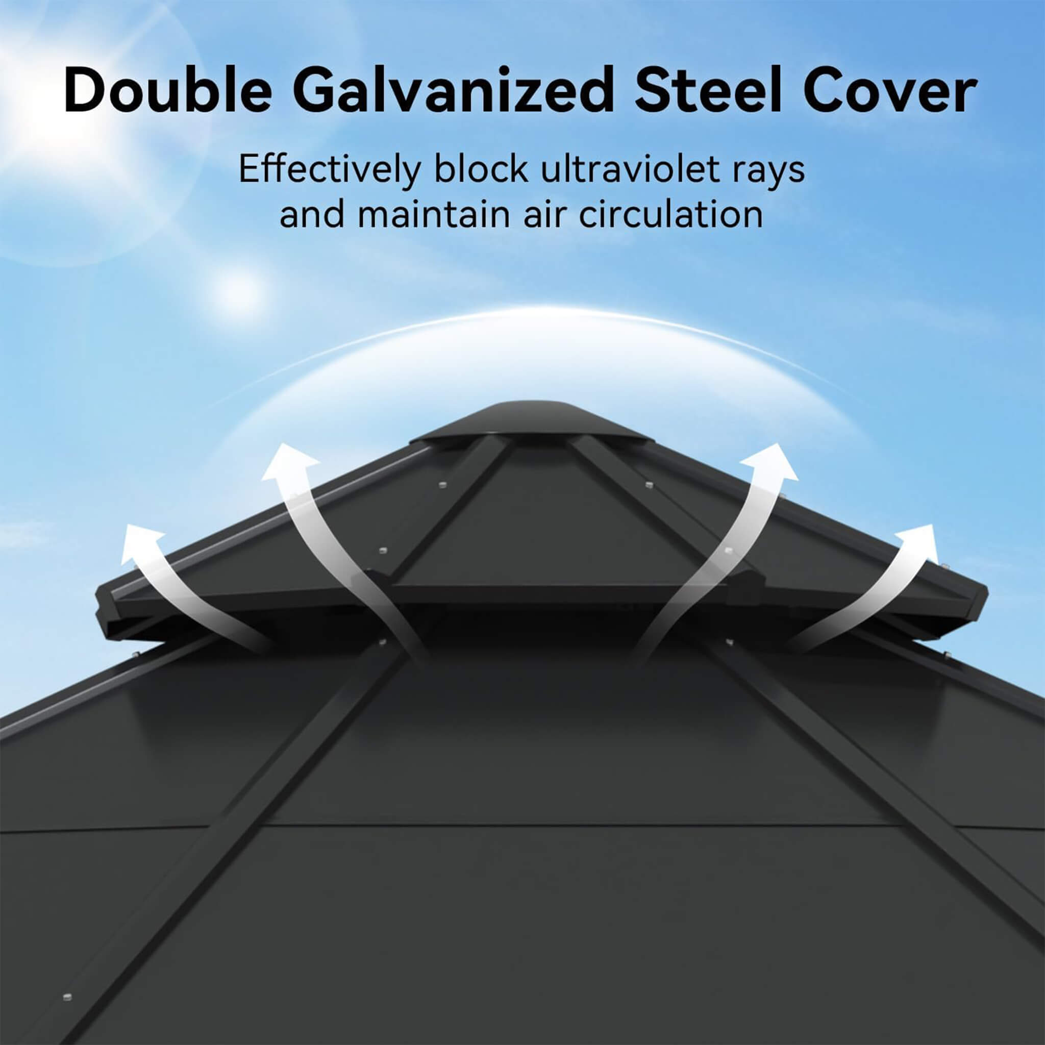 [13X13FT] Alora Cedar Wood Galvanized Steel Octagonal Hardtop Double Roof Gazebo (SAK17468)