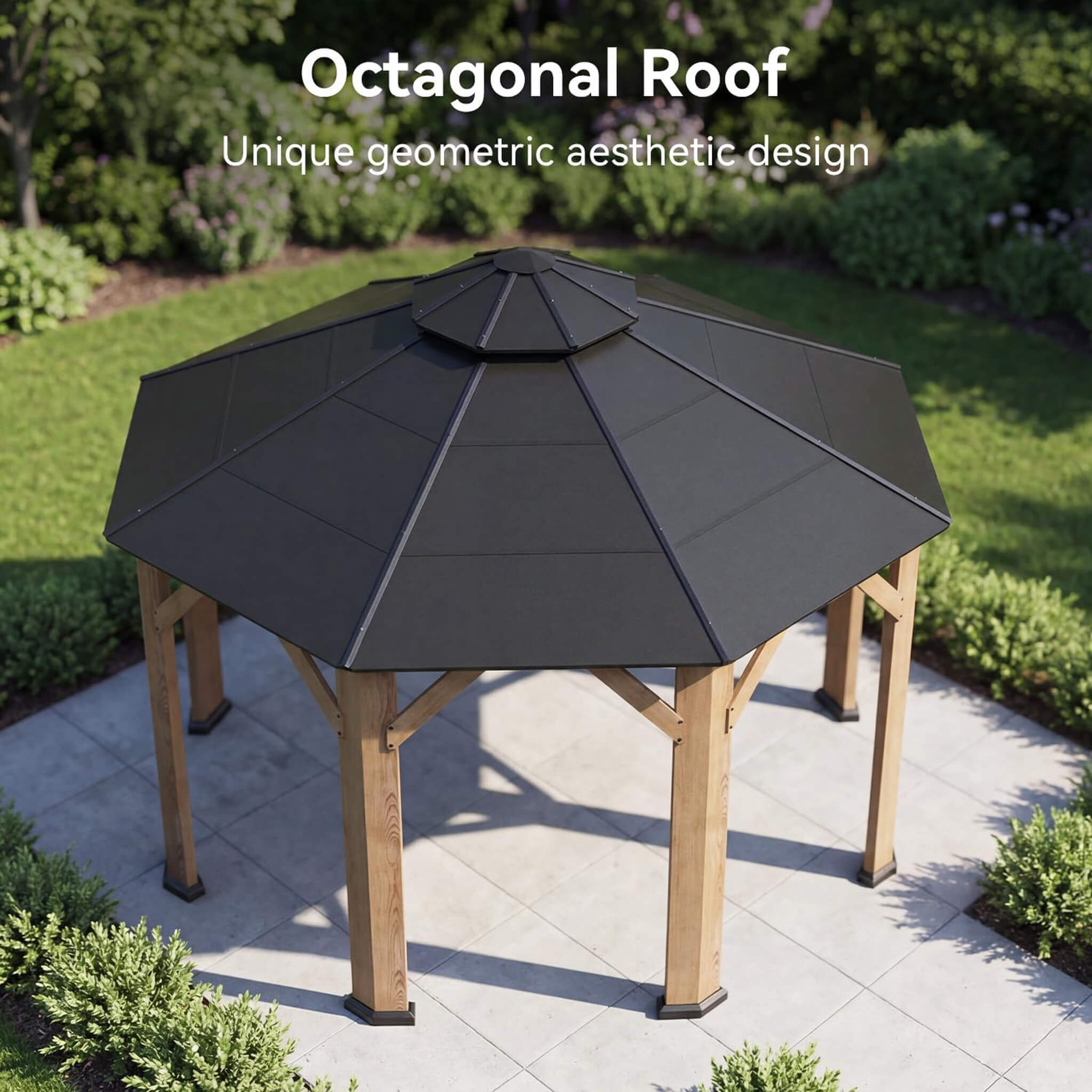 [13X13FT] Alora Premium All-Weather Octagonal Double Hardtop Cedar Wood Gazebo (SAK42795)