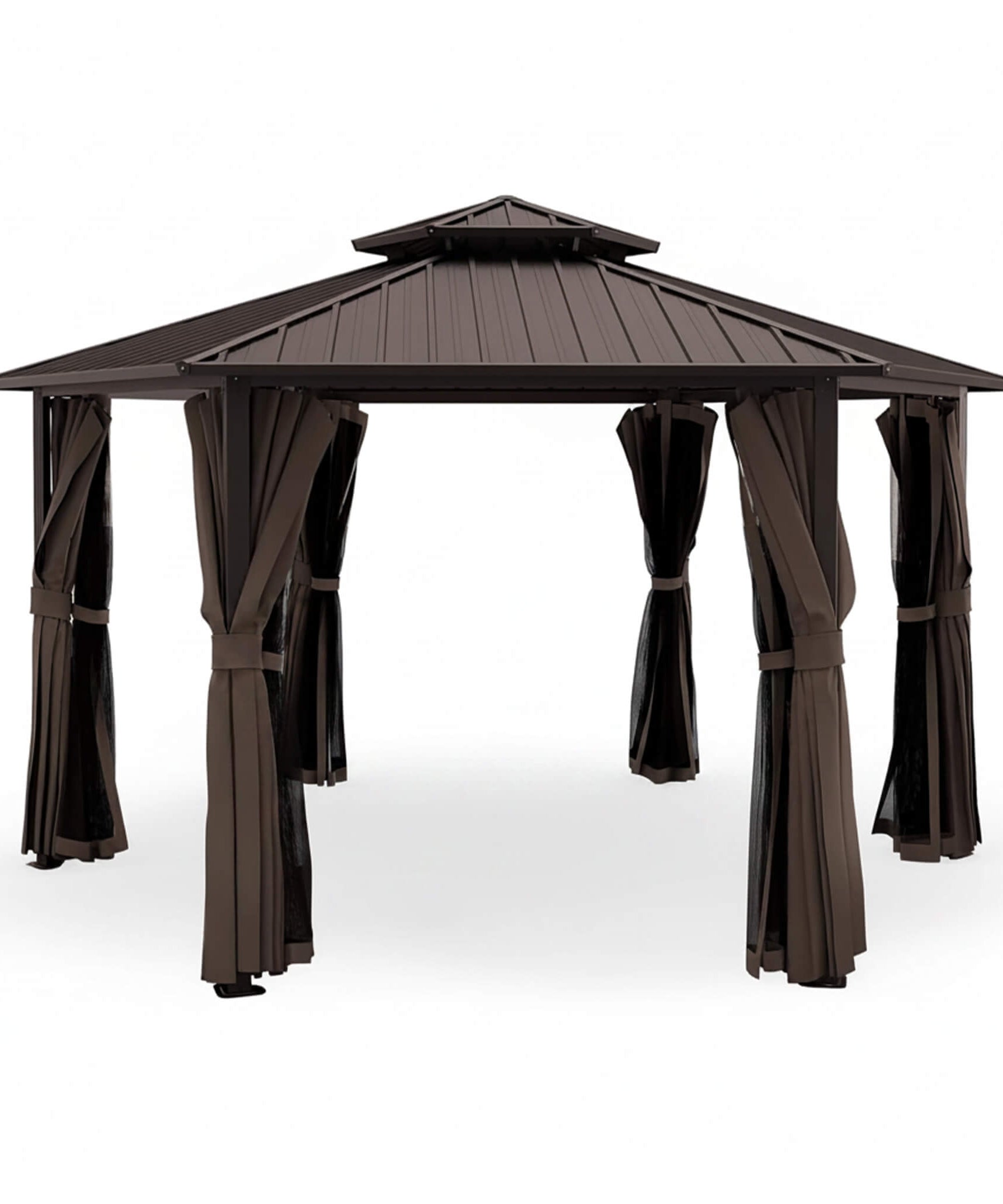 [13X15FT] Alora Hardtop Hexagonal Gazebo With Curtains And Netting [No Furniture] (SAK60713)