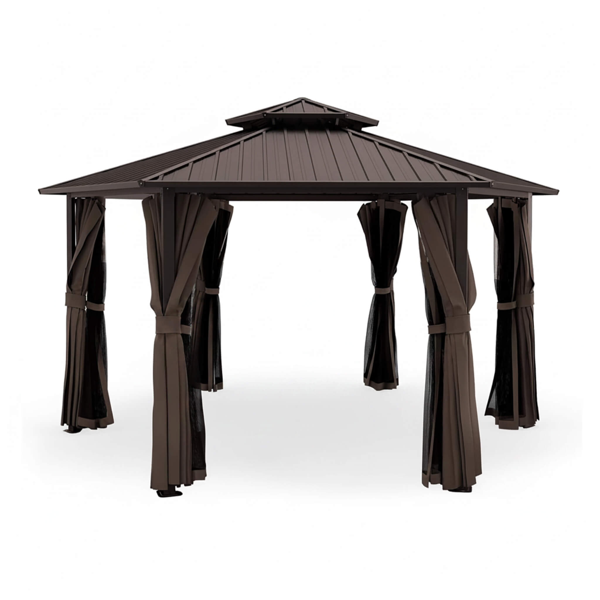 [13X15FT] Alora Hardtop Hexagonal Gazebo With Curtains And Netting [No Furniture] (SAK60713)