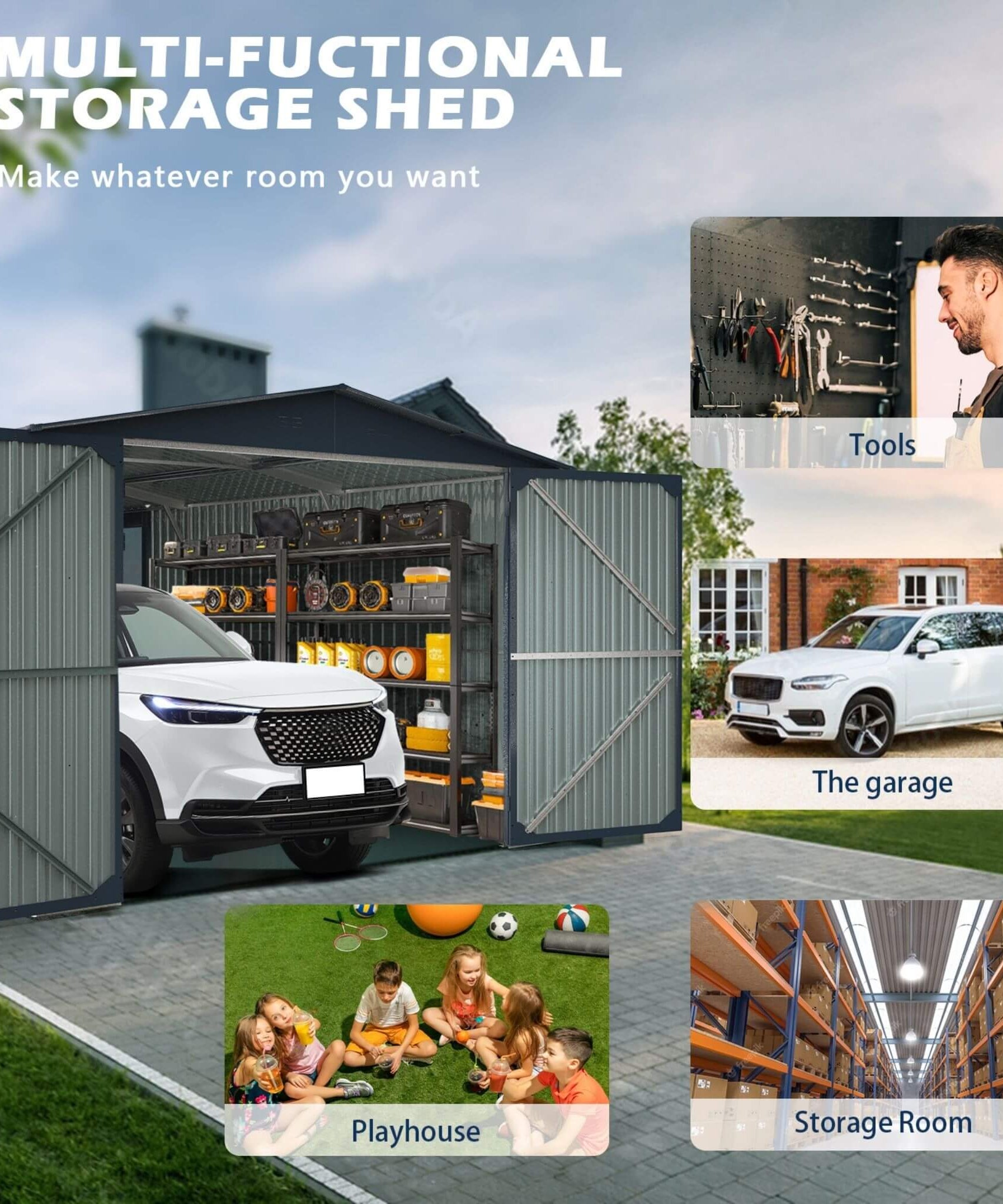 [13X20FT] Alora Extra-Large Premium Weather-Resistant Outdoor Multi-Purpose Utility Storage Shed (SAK84920)