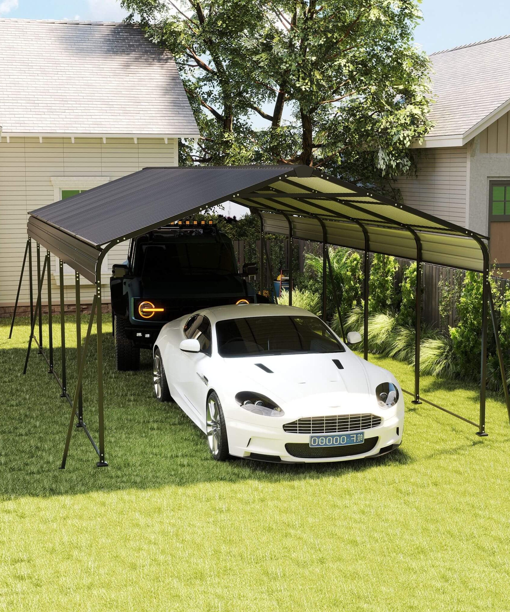 [13X26FT] Alora Heavy-Duty Weather-Resistant Outdoor Carport With Protective Film (SAK82451)