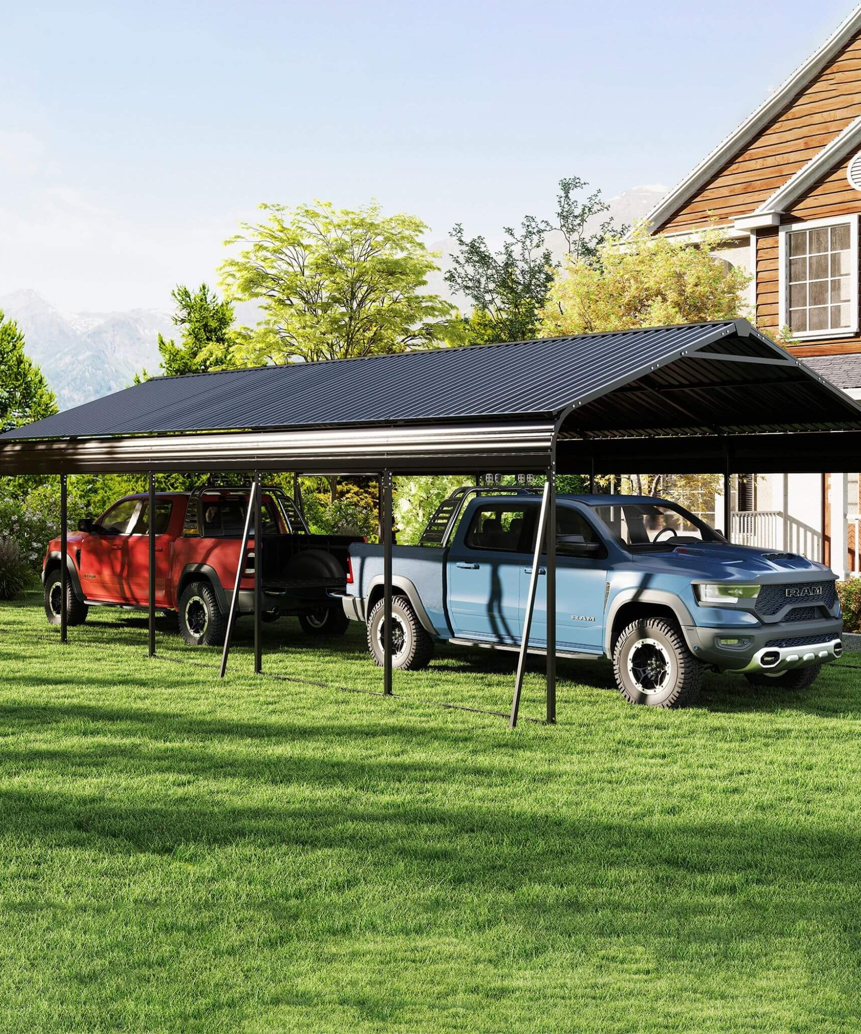 [13X26FT] Alora Heavy-Duty Weather-Resistant Outdoor Carport With Protective Film (SAK82451)