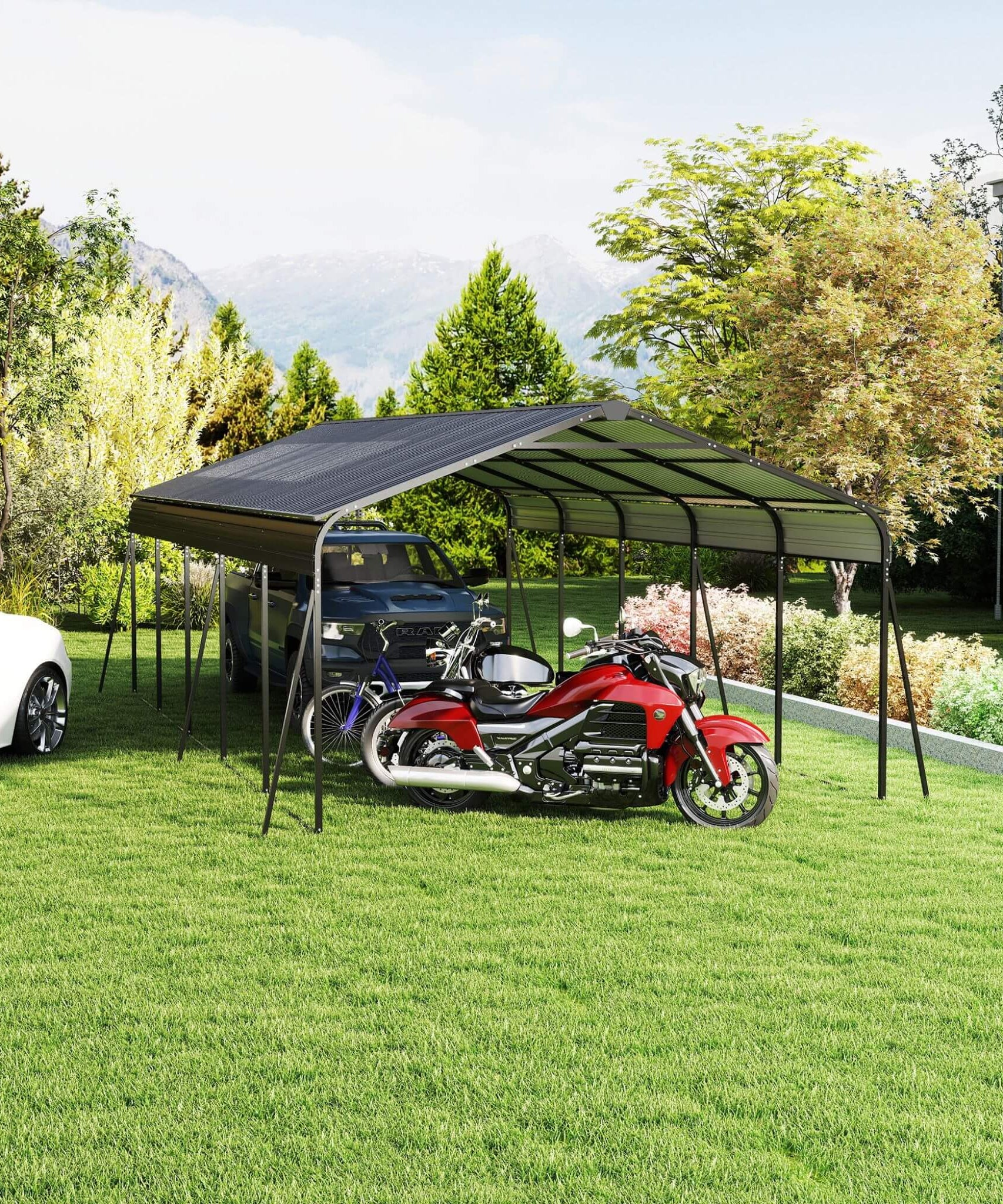 [13X26FT] Alora Heavy-Duty Weather-Resistant Outdoor Carport With Protective Film (SAK82451)