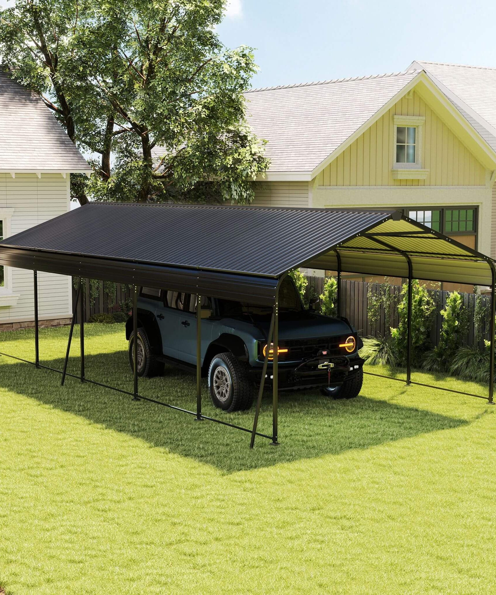 [13X26FT] Alora Heavy-Duty Weather-Resistant Outdoor Carport With Protective Film (SAK82451)