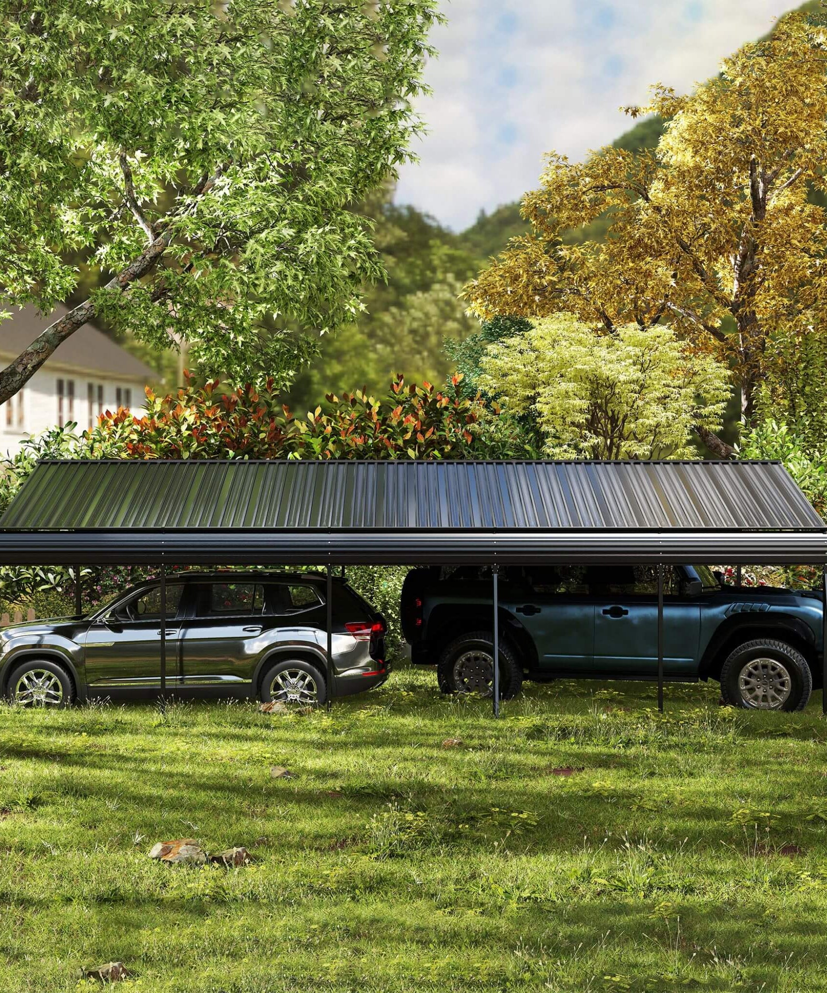 [13X26FT] Alora Heavy-Duty Weather-Resistant Outdoor Carport With Protective Film (SAK82451)