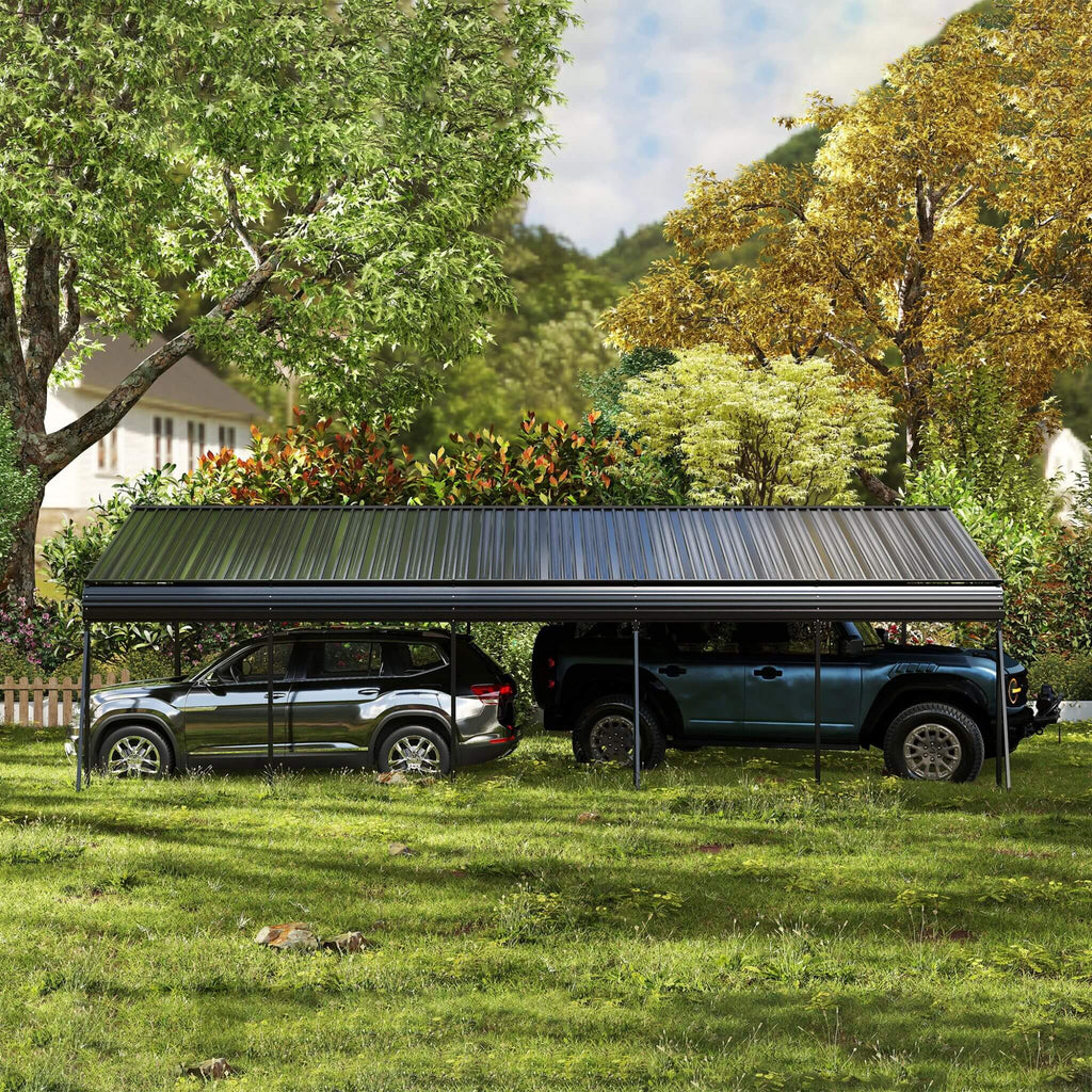 [13X26FT] Alora Heavy-Duty Weather-Resistant Outdoor Carport With Protective Film (SAK82451)