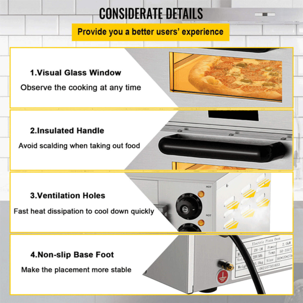 14-Inch Electric Single Deck Countertop Commercial Pizza Oven (SAK92582)