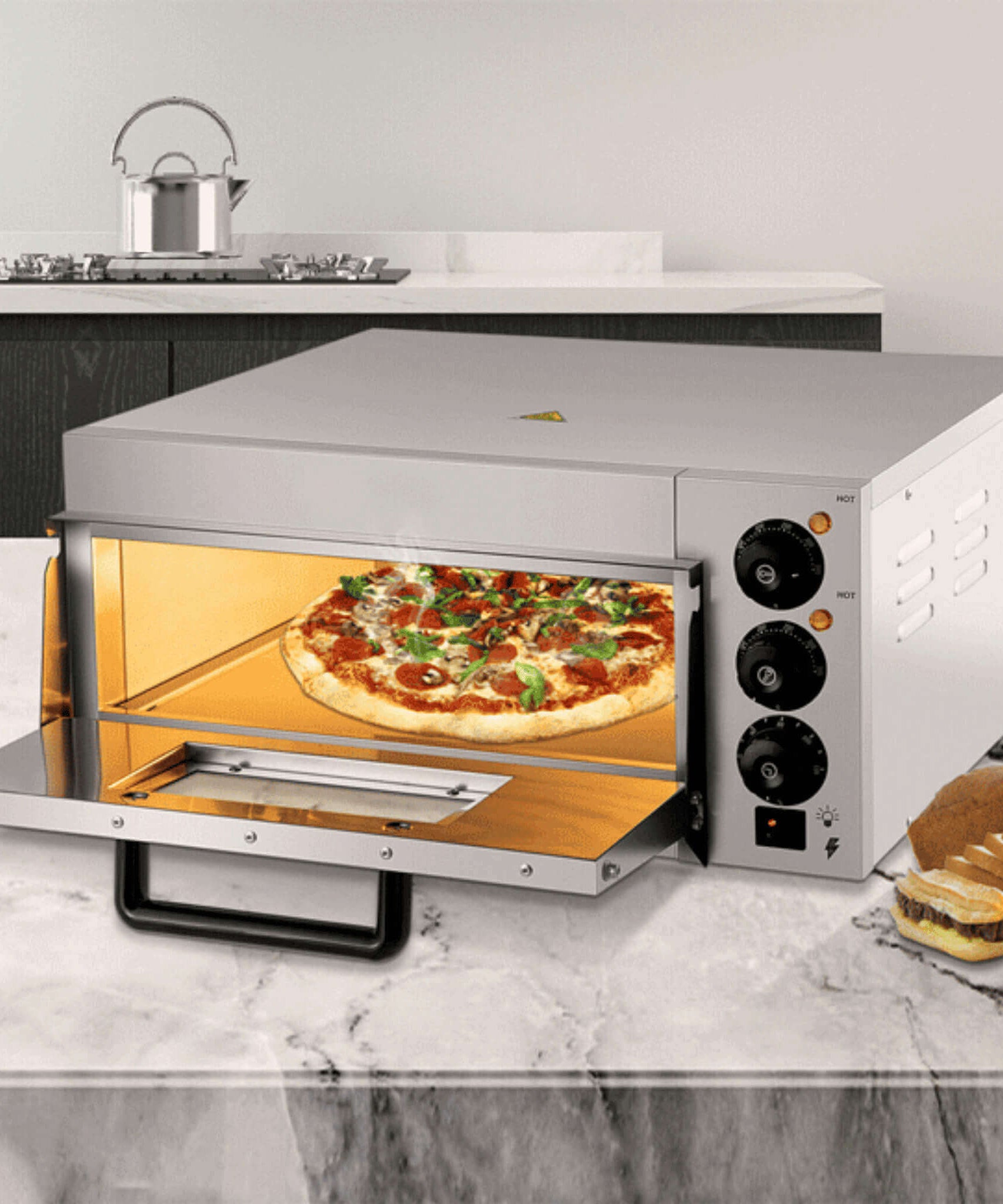 14-Inch Electric Single Deck Countertop Commercial Pizza Oven (SAK92582)
