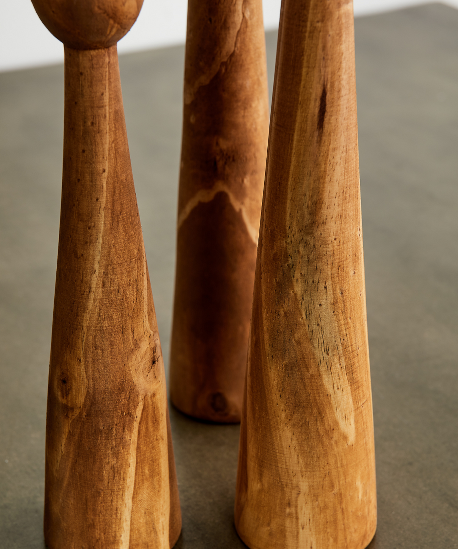 Tapered Candlestick Holder Pine Wood Cognac, Espresso, Natural