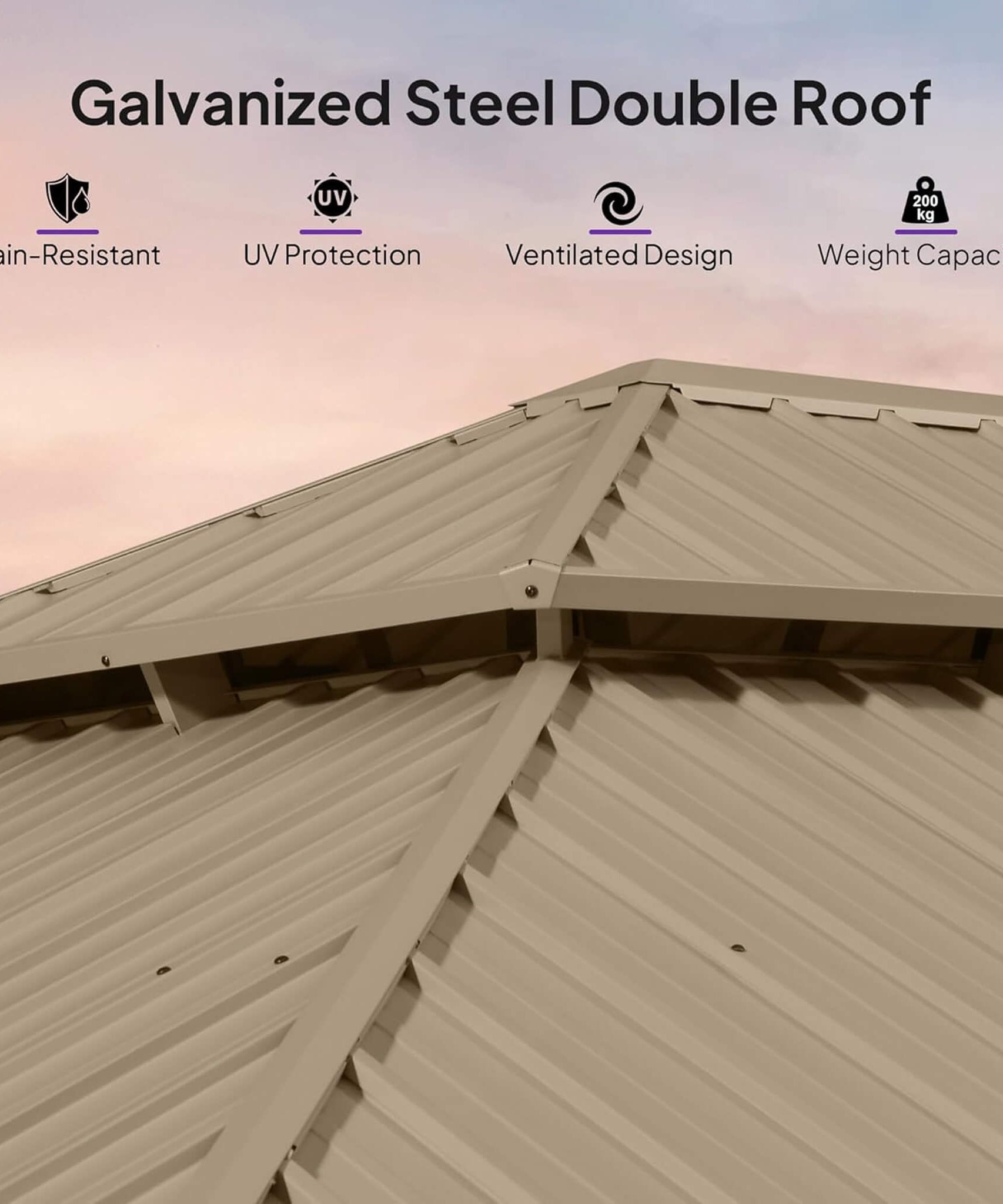 [14X28FT] Alora Extra-Large Hardtop Gazebo With Galvanized Steel Double Roof, Curtains And Netting (SAK85731)