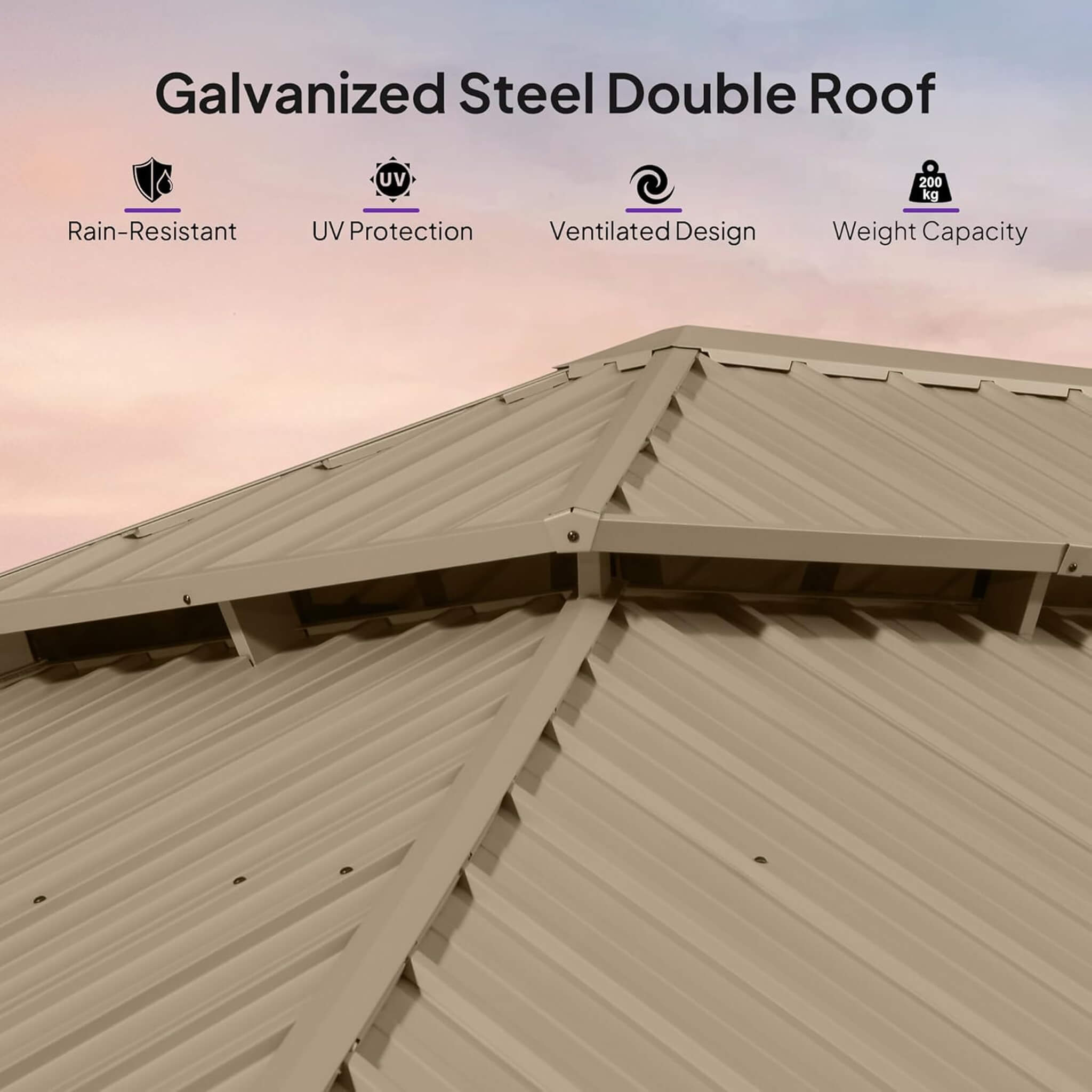 [14X28FT] Alora Extra-Large Hardtop Gazebo With Galvanized Steel Double Roof, Curtains And Netting (SAK85731)