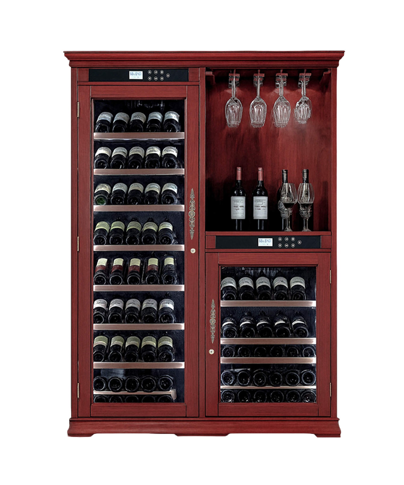 Nuvia 158-Bottle Wooden Wine Cooler Cabinet With Adjustable Temperature And Vacuum Insulation Doors (SAK91827)