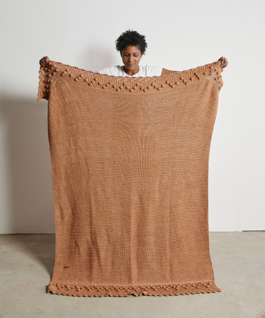 Bobble Lace Edged Eco-Cotton Throw