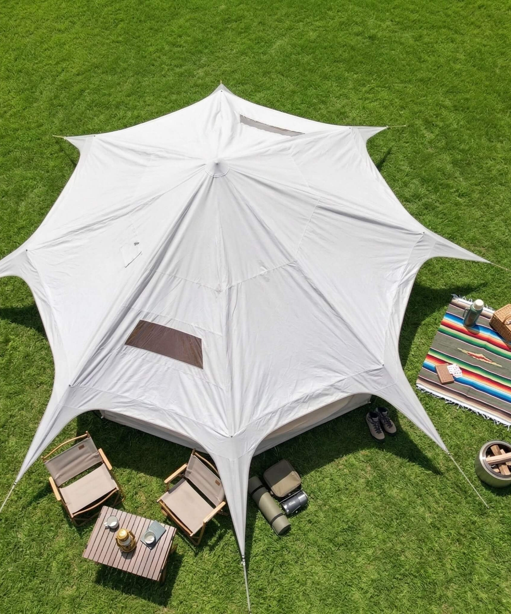 Large 15FT 600D Oxford Bell Tent With Stove Jack For Glamping And Camping (SAK10987)