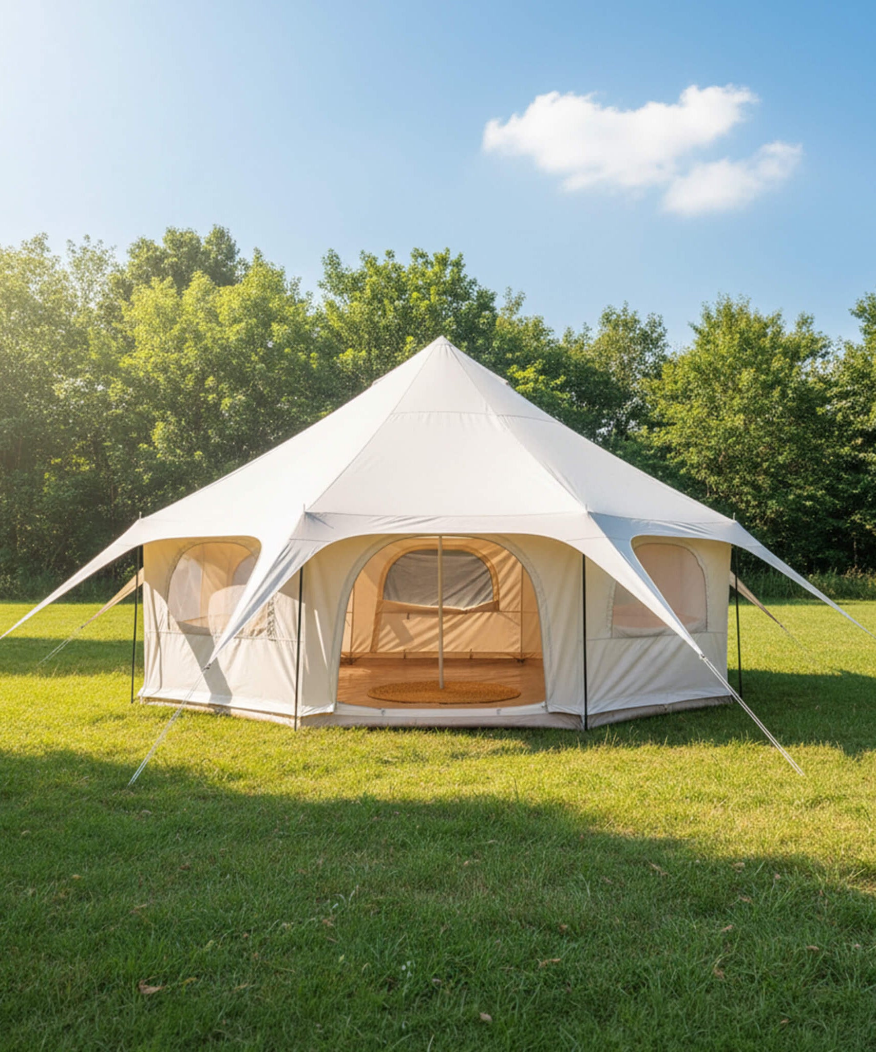 Large 15FT 600D Oxford Bell Tent With Stove Jack For Glamping And Camping (SAK10987)