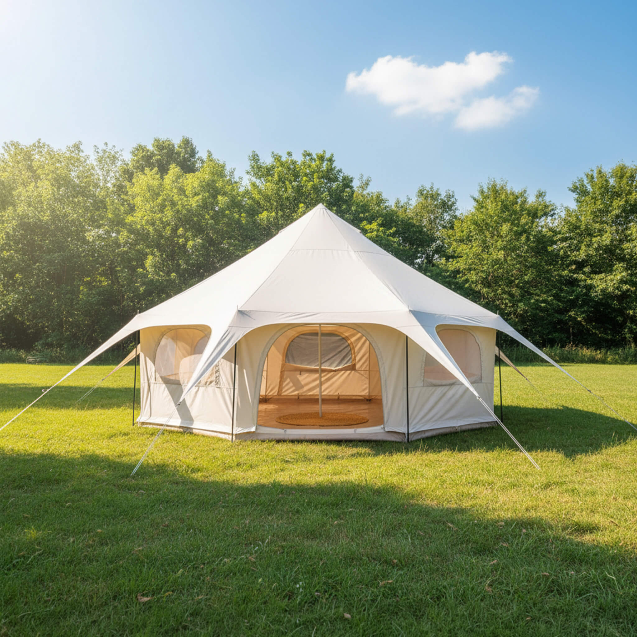Large 15FT 600D Oxford Bell Tent With Stove Jack For Glamping And Camping (SAK10987)