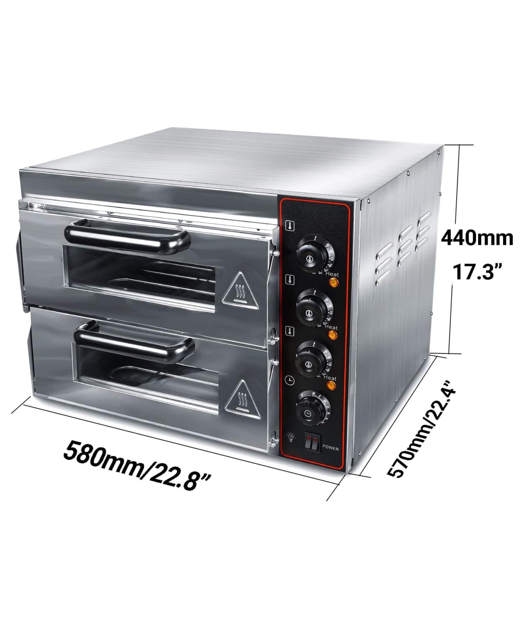 16-Inch Commercial Stainless Steel Double Deck 3000W 110V Electric Pizza Oven (SAK85429)