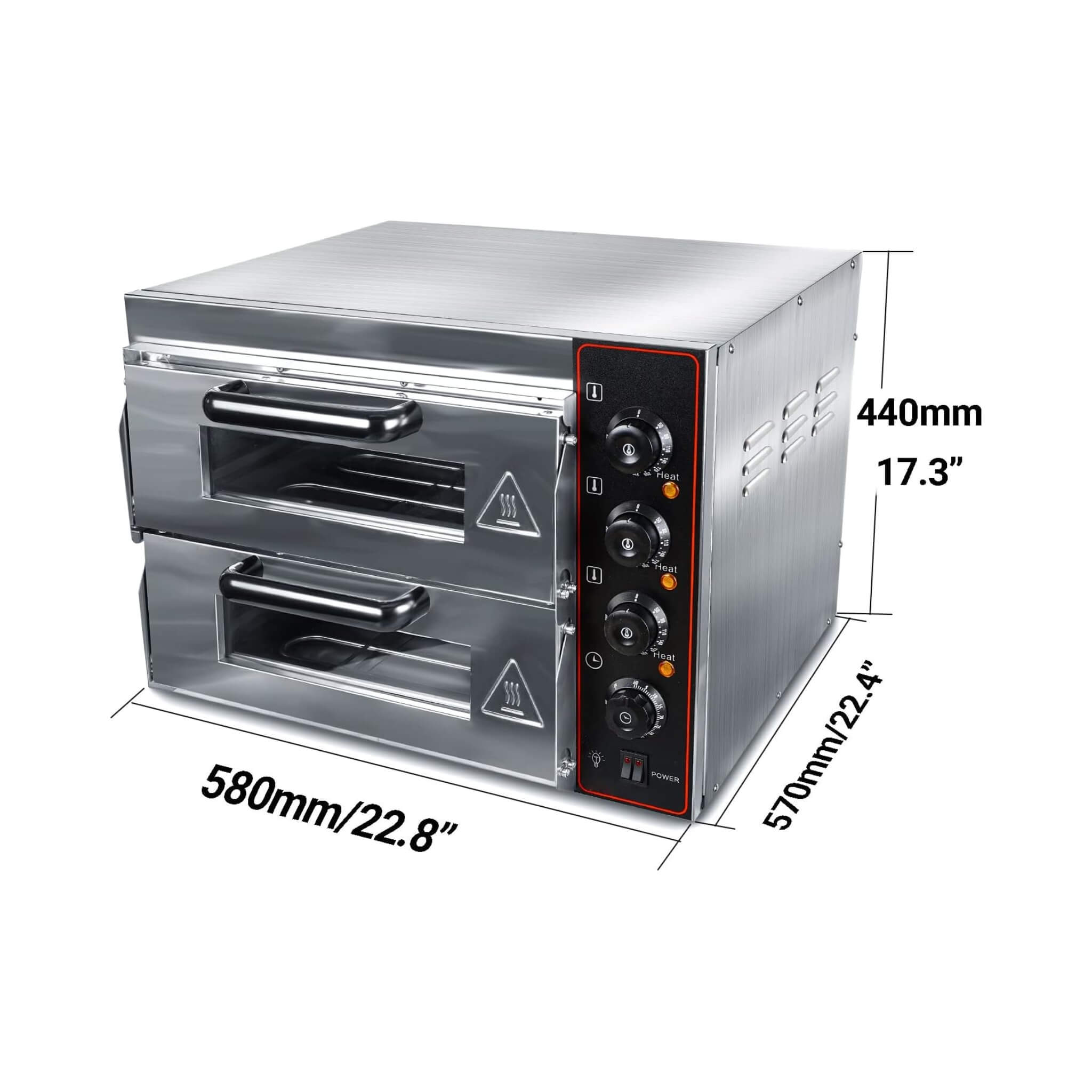 16-Inch Commercial Stainless Steel Double Deck 3000W 110V Electric Pizza Oven (SAK85429)