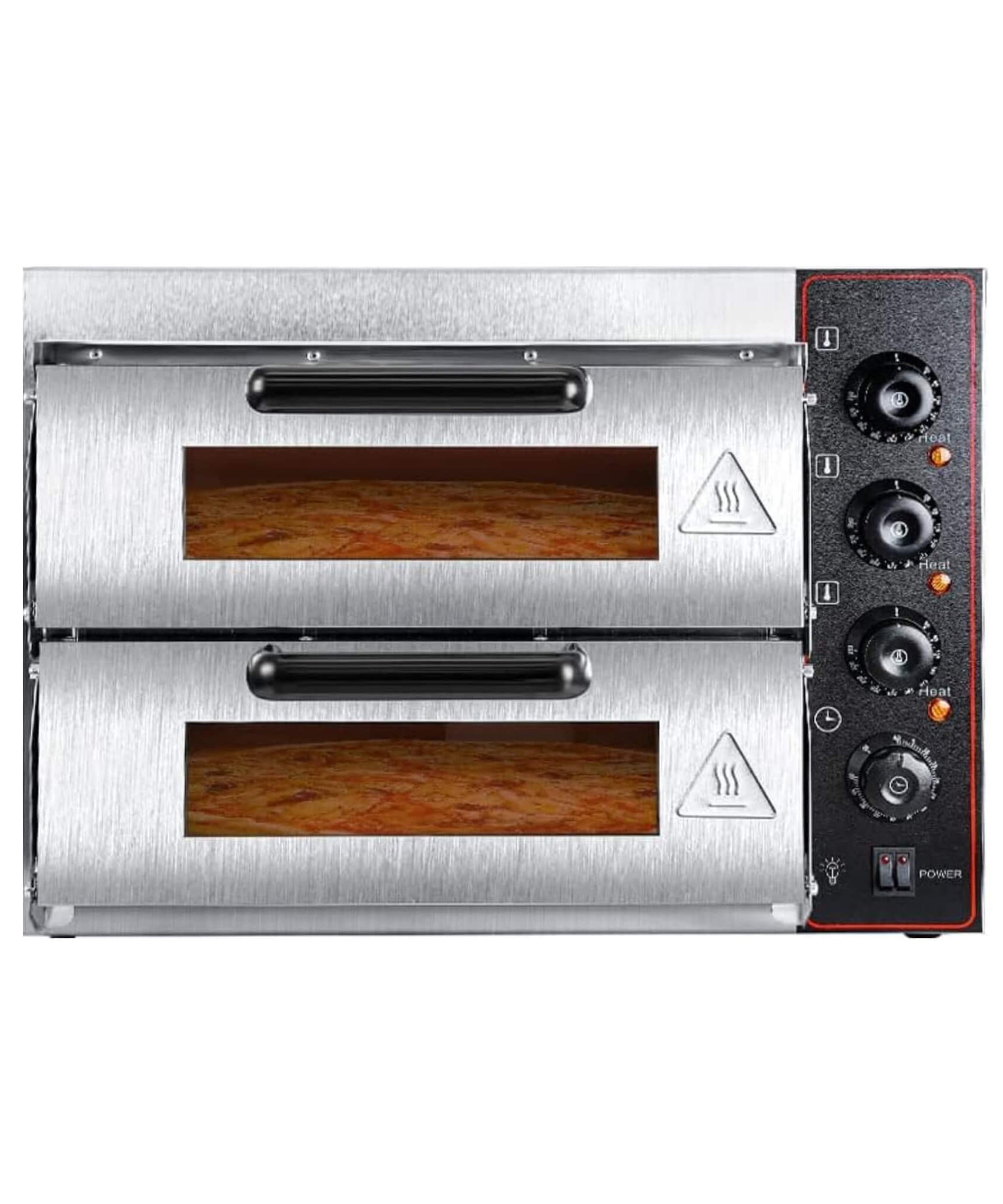 16-Inch Commercial Stainless Steel Double Deck 3000W 110V Electric Pizza Oven (SAK85429)