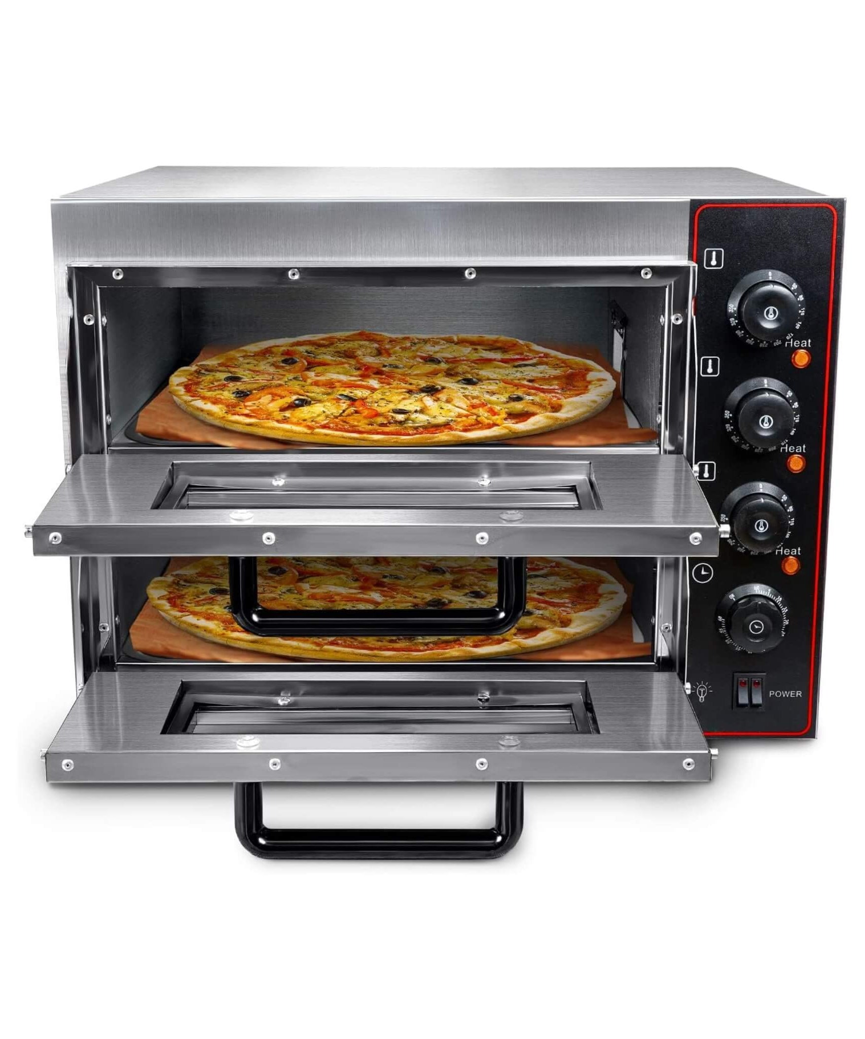 16-Inch Commercial Stainless Steel Double Deck 3000W 110V Electric Pizza Oven (SAK85429)