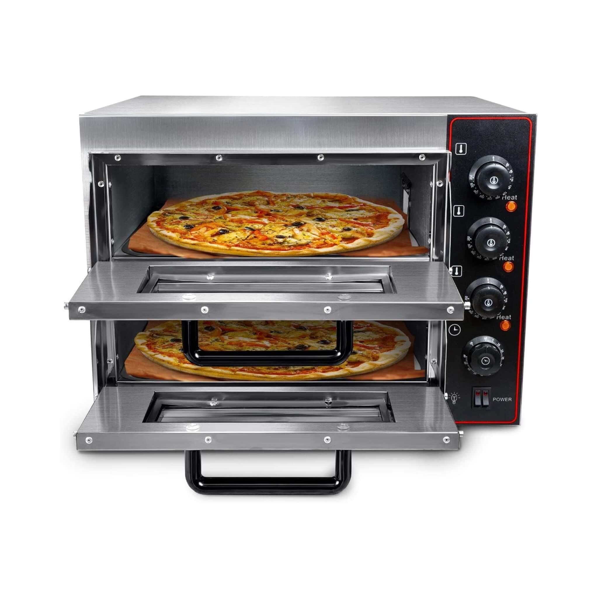 16-Inch Commercial Stainless Steel Double Deck 3000W 110V Electric Pizza Oven (SAK85429)