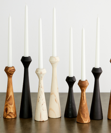 Tapered Diamond Wood Candle Holder