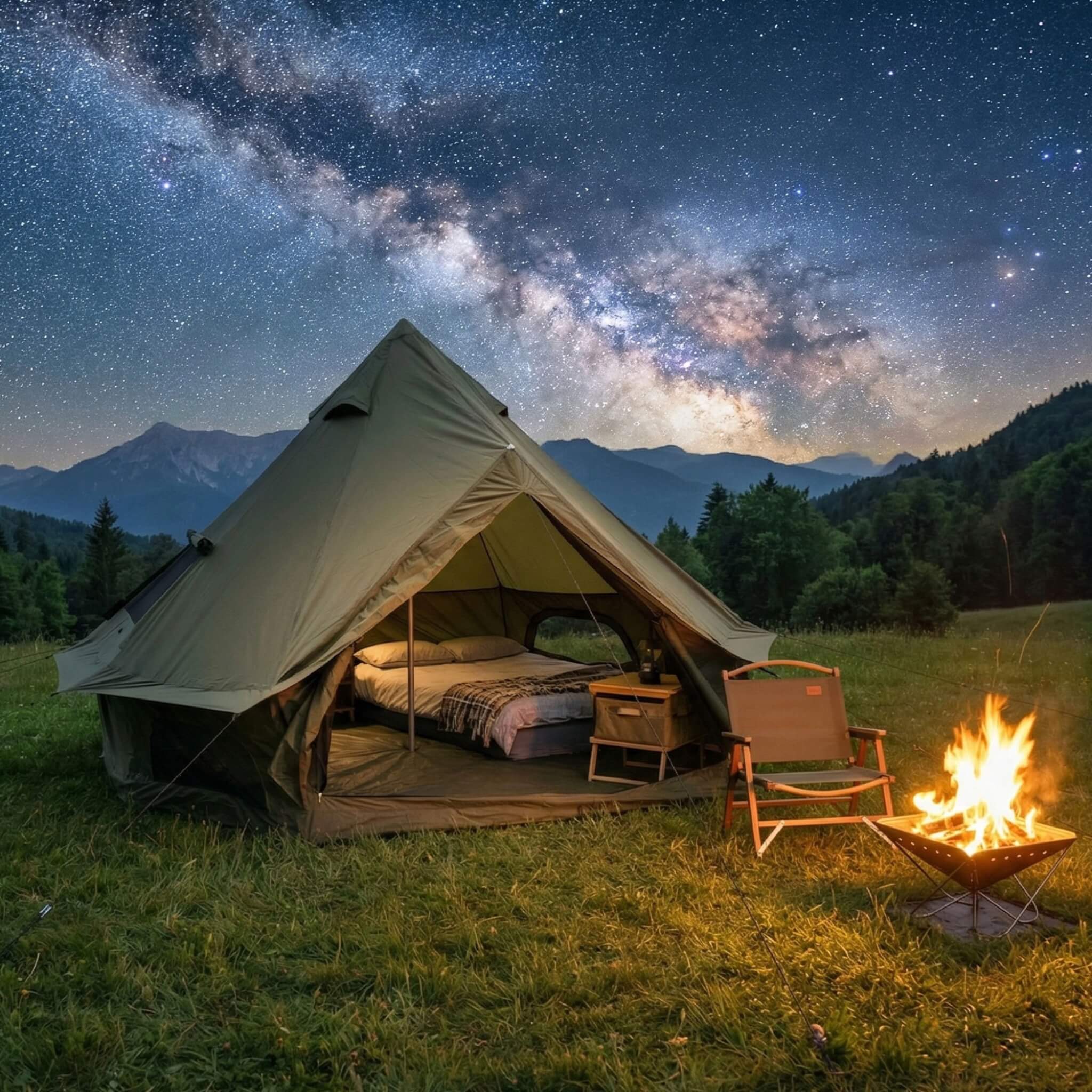 Large 16FT 10-Person All-Season Waterproof Bell Tent With Stove Jack (SAK31584)