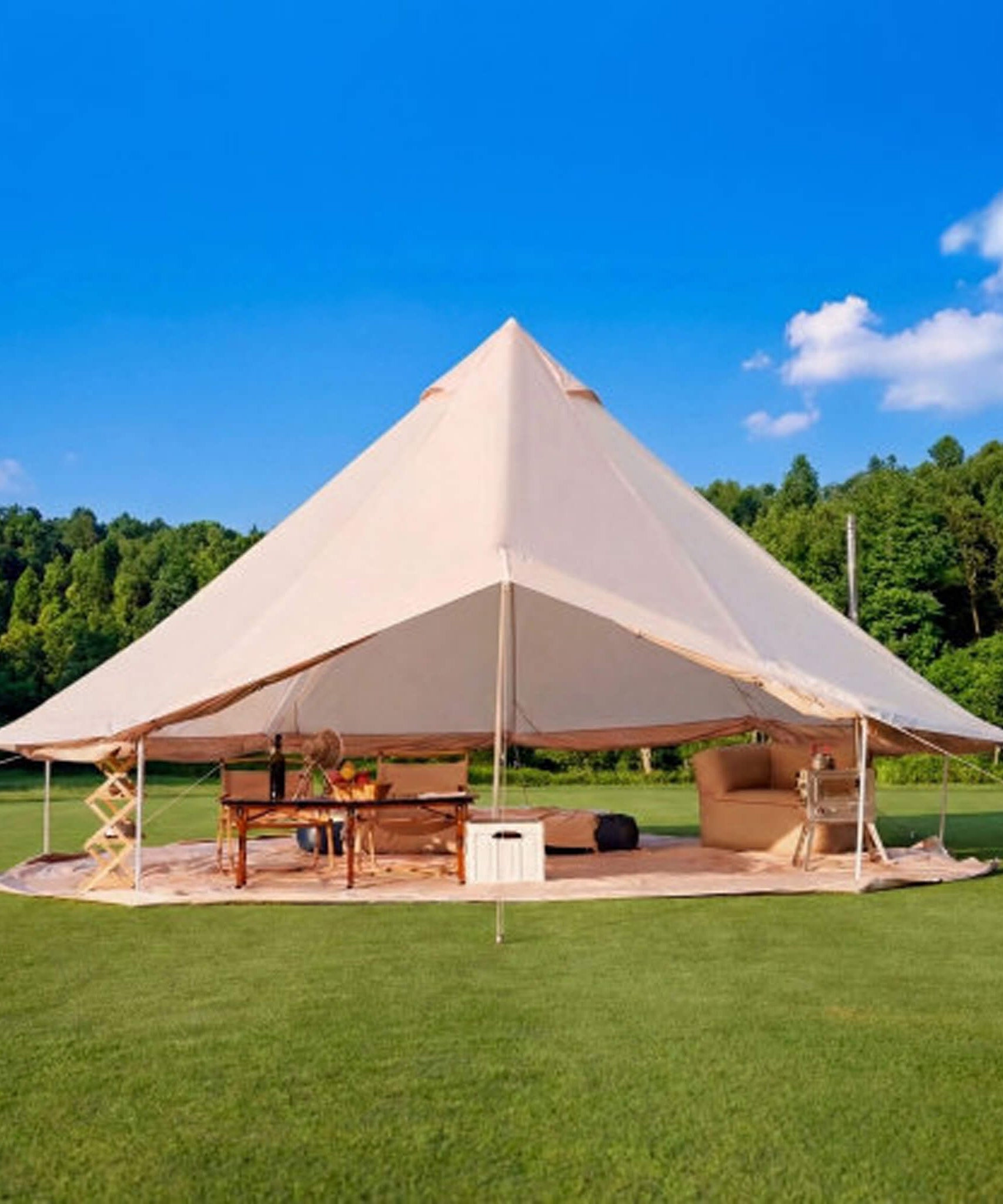 Large 16FT 10-Person All-Season Waterproof Bell Tent With Stove Jack (SAK31584)