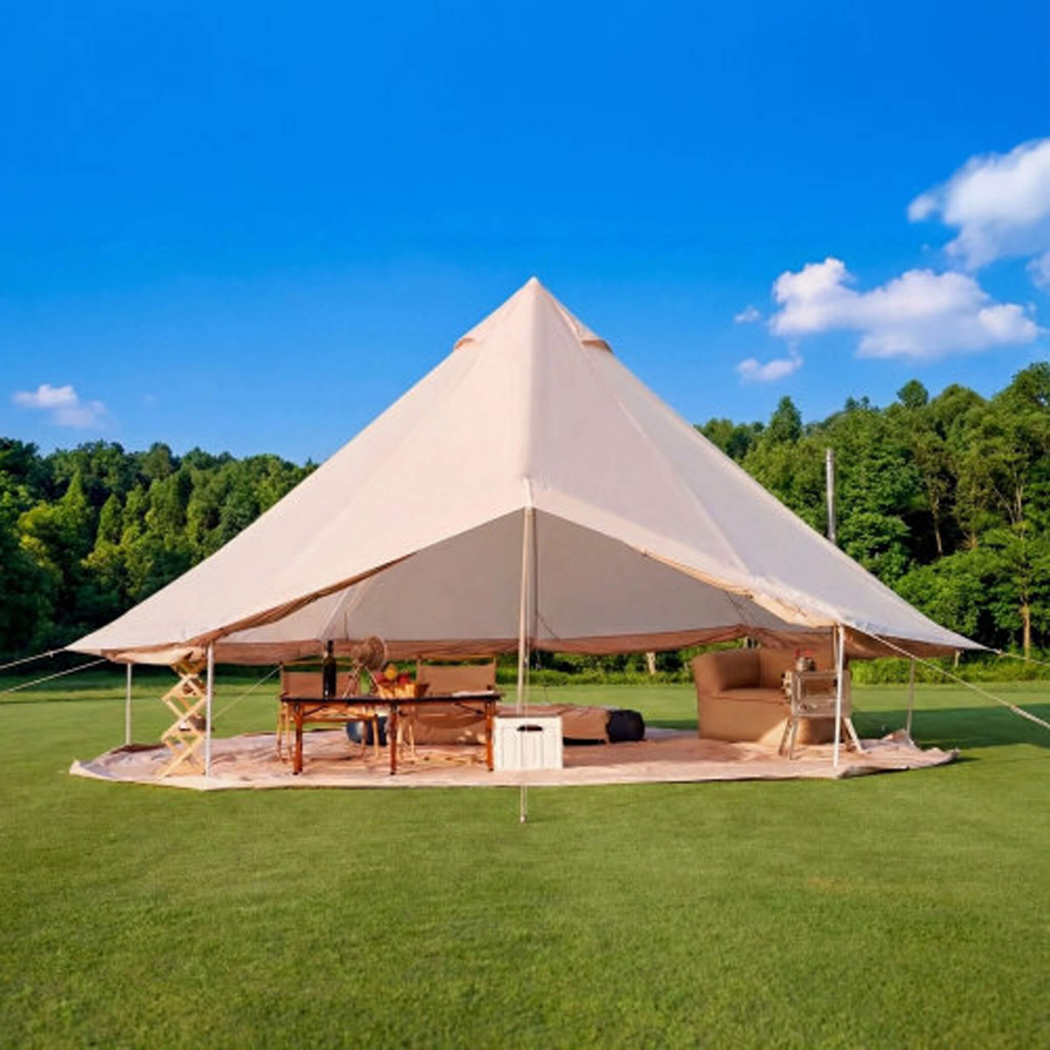 Large 16FT 10-Person All-Season Waterproof Bell Tent With Stove Jack (SAK31584)