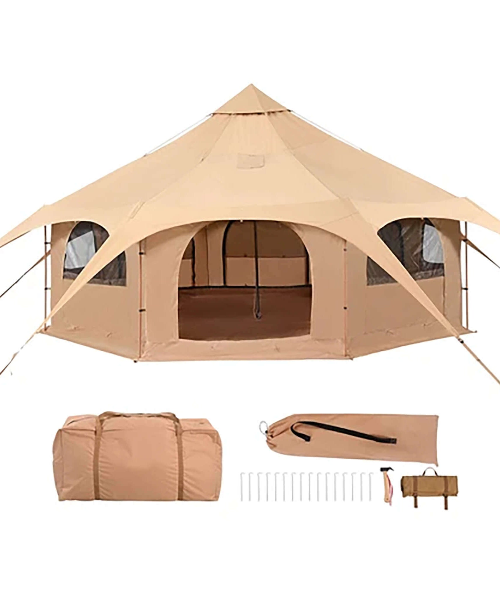 16FT Large Premium 4-Season 8-Person Bell Yurt Tent With Stove Jack (SAK75947)