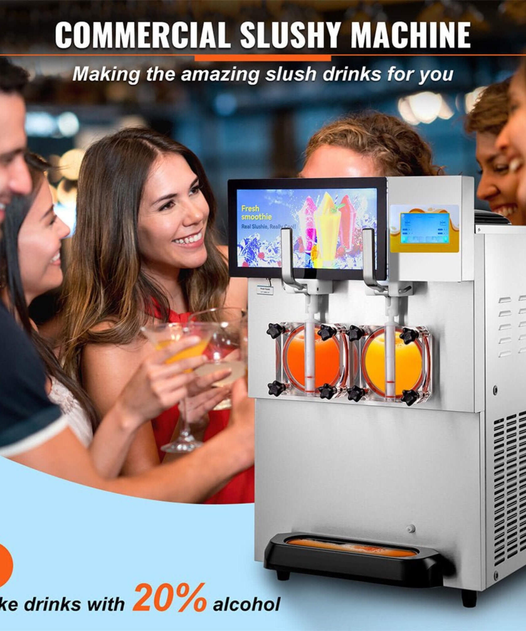 Commercial 16L 1155W Double Frozen Margarita Ice Slushie Drink Maker Machine (SAK95281)