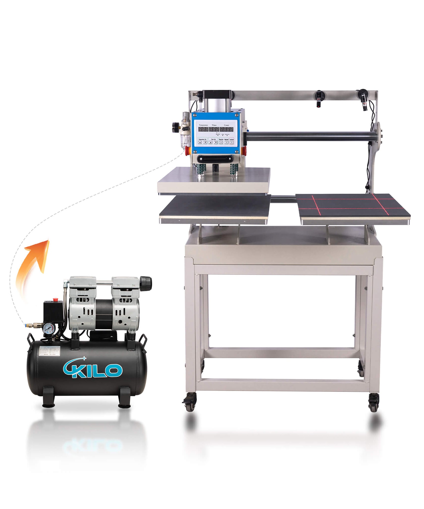 [16X24-Inch] Pneumatic Sliding Dual-Platen Hot Press Machine With Infrared Positioning And Air Compressor (SAK46729)