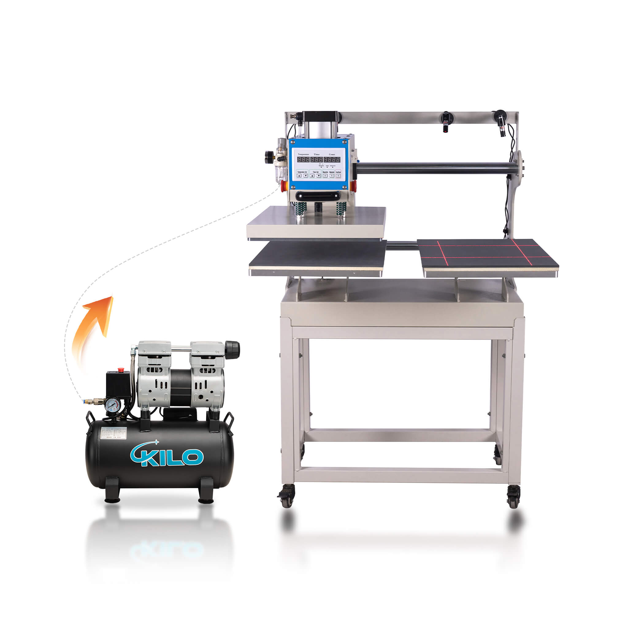 [16X24-Inch] Pneumatic Sliding Dual-Platen Hot Press Machine With Infrared Positioning And Air Compressor (SAK46729)