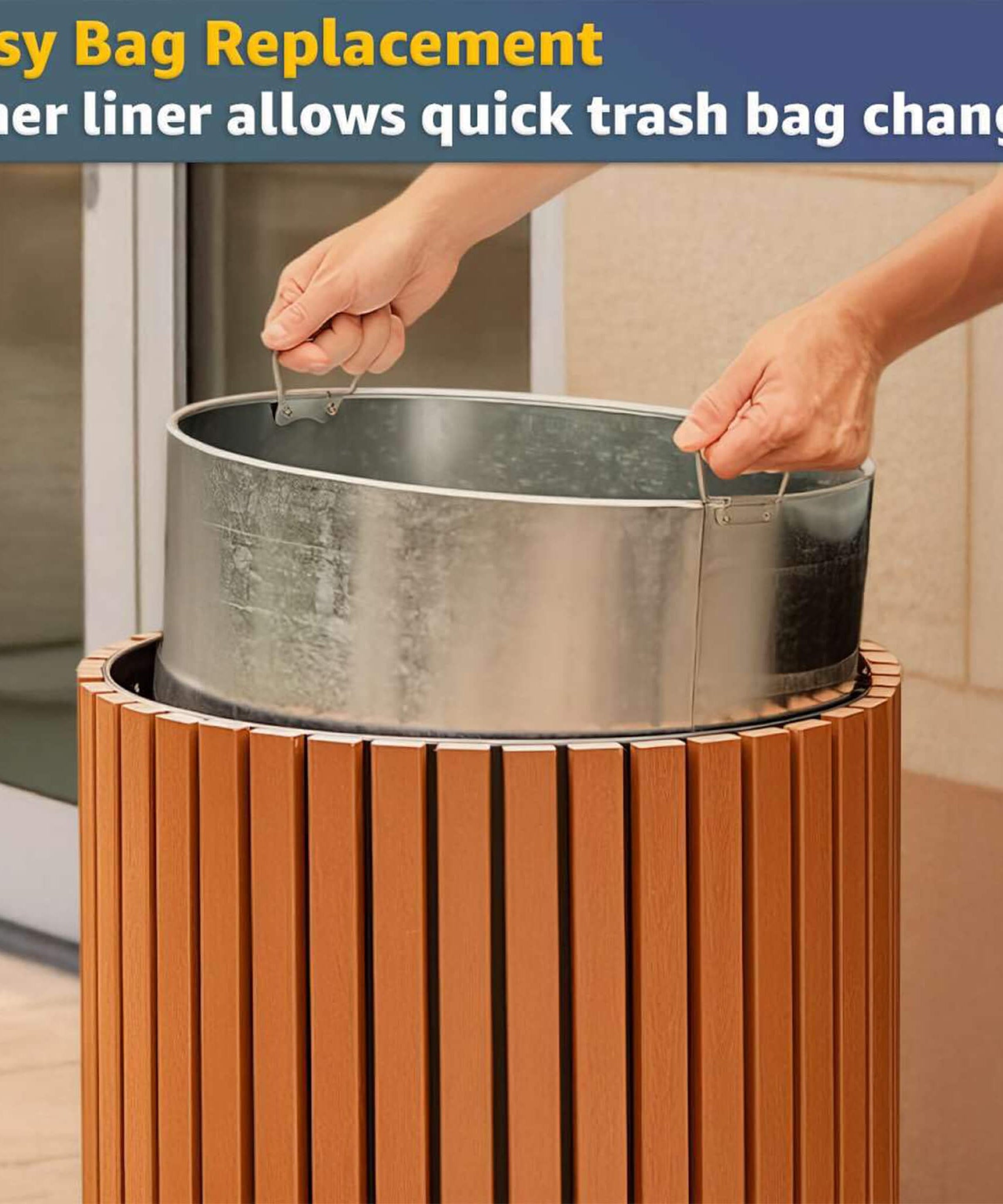 17-Gallon Commercial Round Outdoor Trash Can With Open Lid (SAK18520)