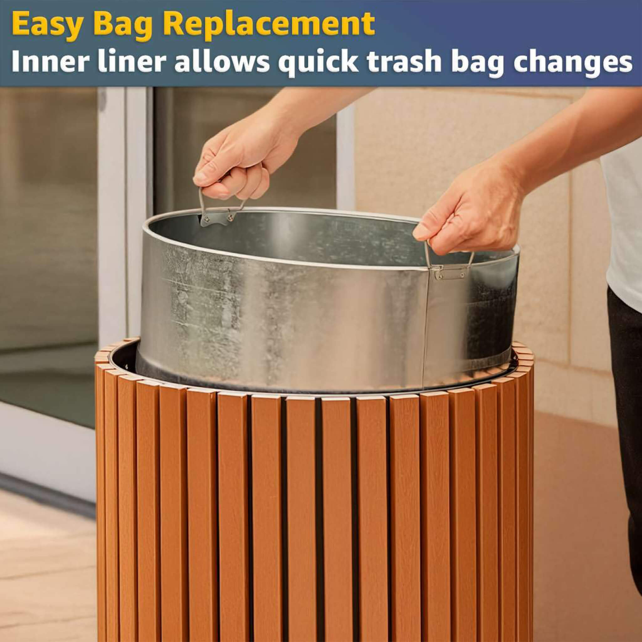 17-Gallon Commercial Round Outdoor Trash Can With Open Lid (SAK18520)