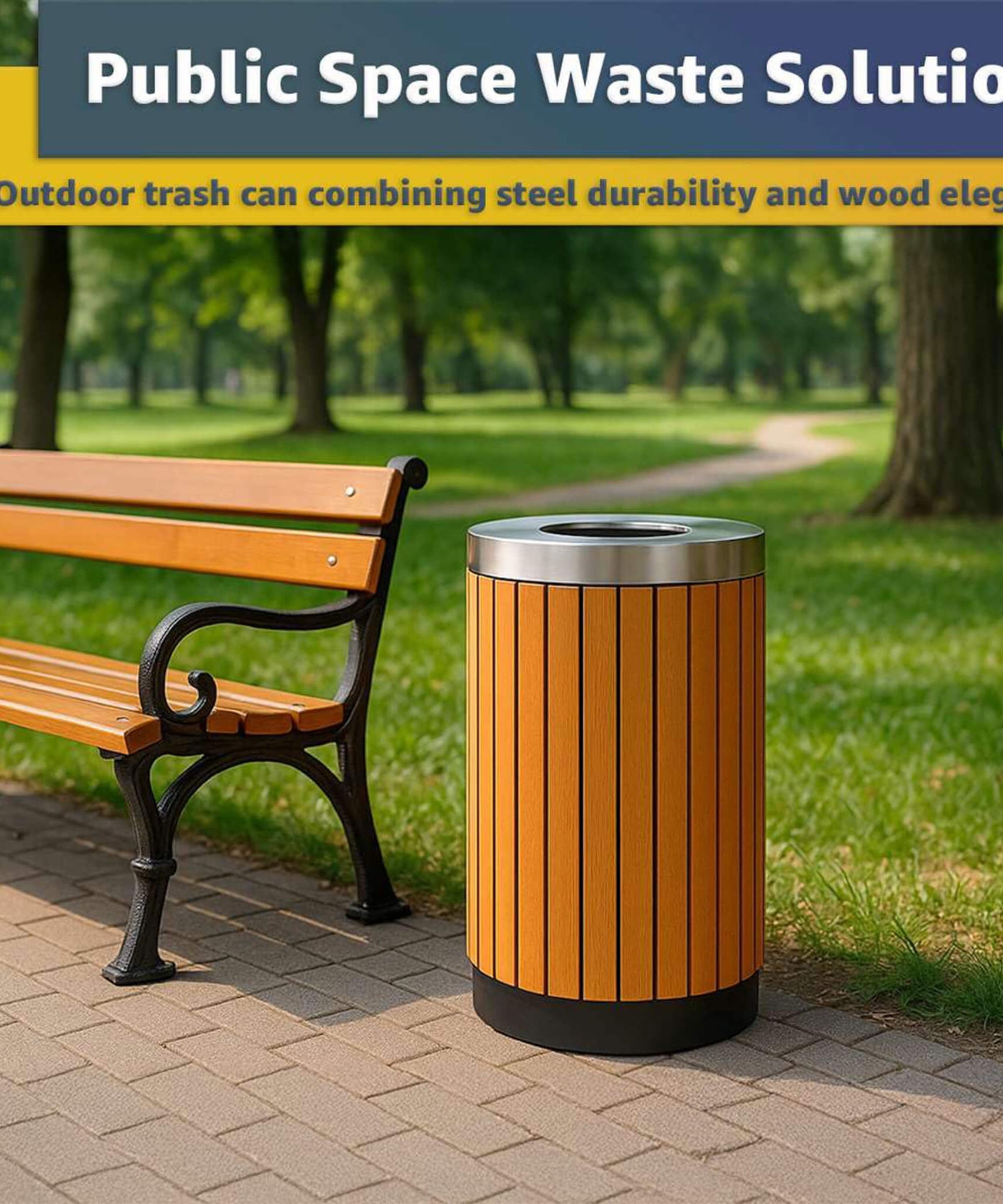 17-Gallon Commercial Round Outdoor Trash Can With Open Lid (SAK18520)