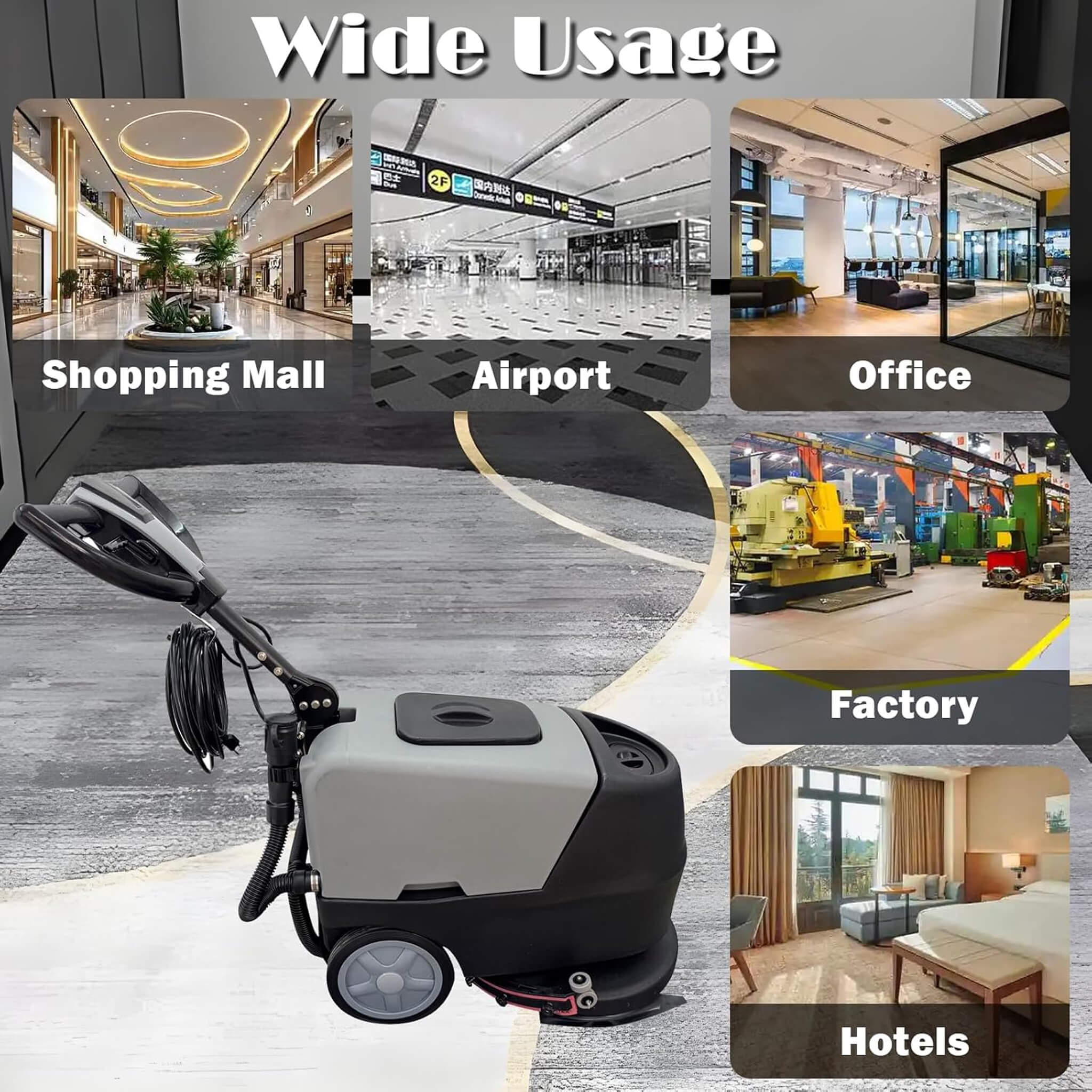 17-Inch 110V Heavy-Duty Commercial Walk-Behind Dual Tank Floor Scrubber (SAK83472)