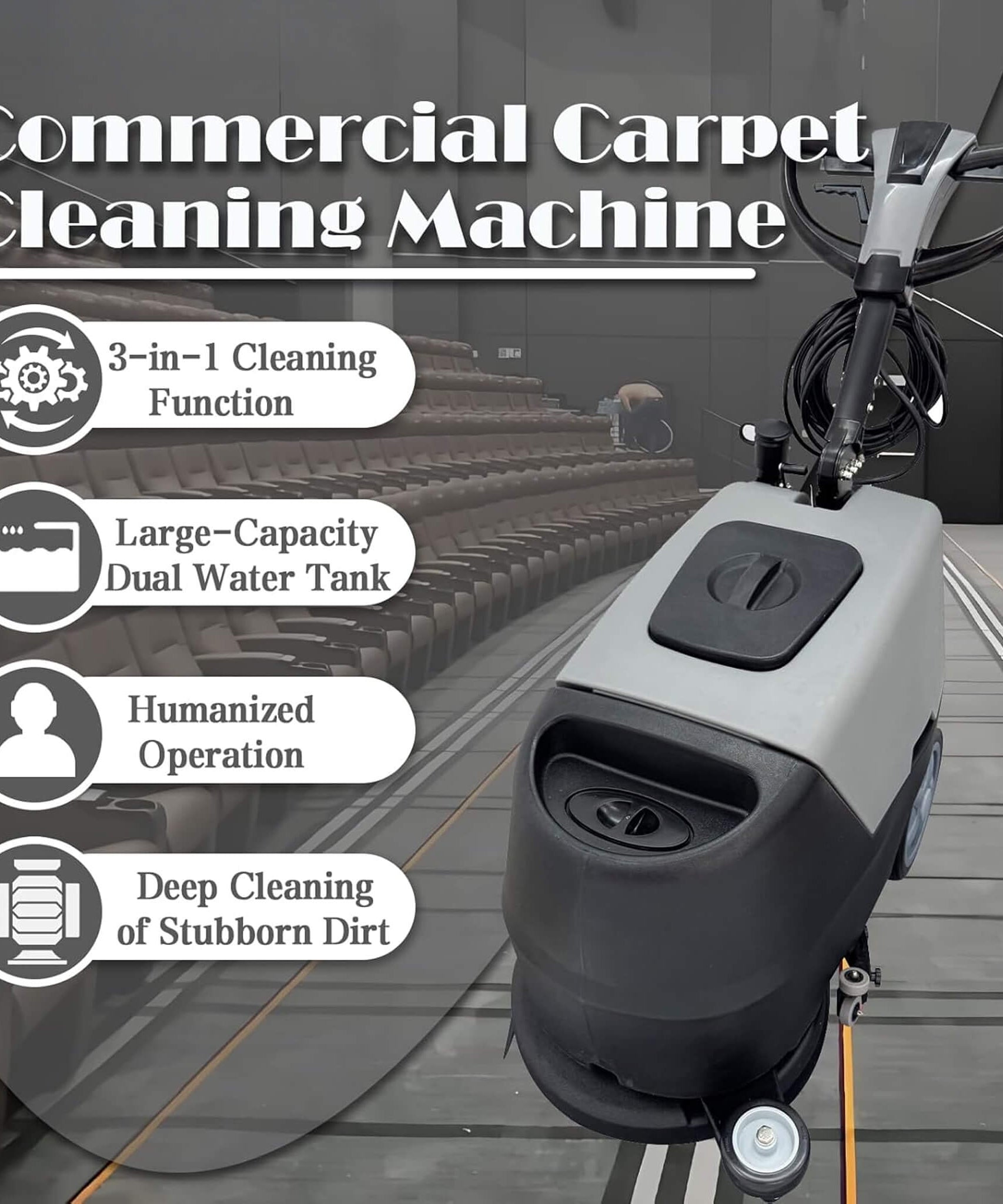 17-Inch 110V Heavy-Duty Commercial Walk-Behind Dual Tank Floor Scrubber (SAK83472)