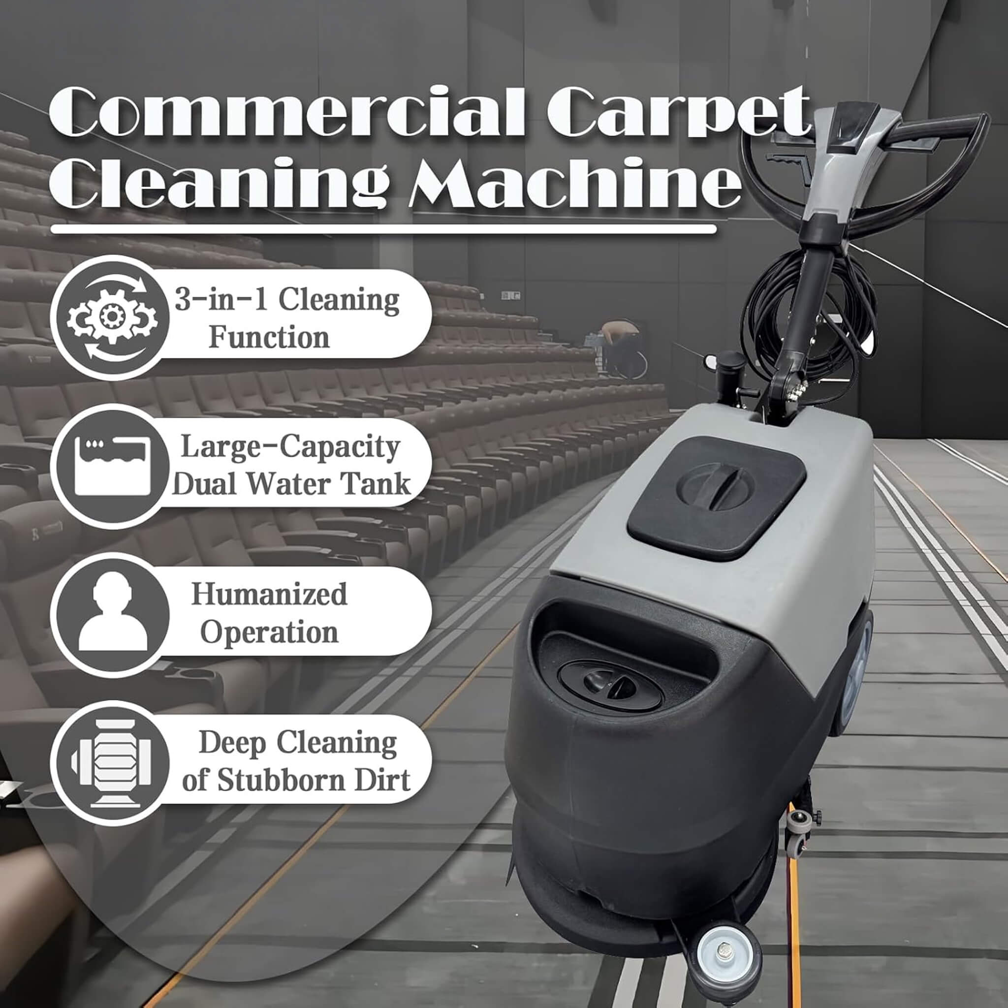 17-Inch 110V Heavy-Duty Commercial Walk-Behind Dual Tank Floor Scrubber (SAK83472)