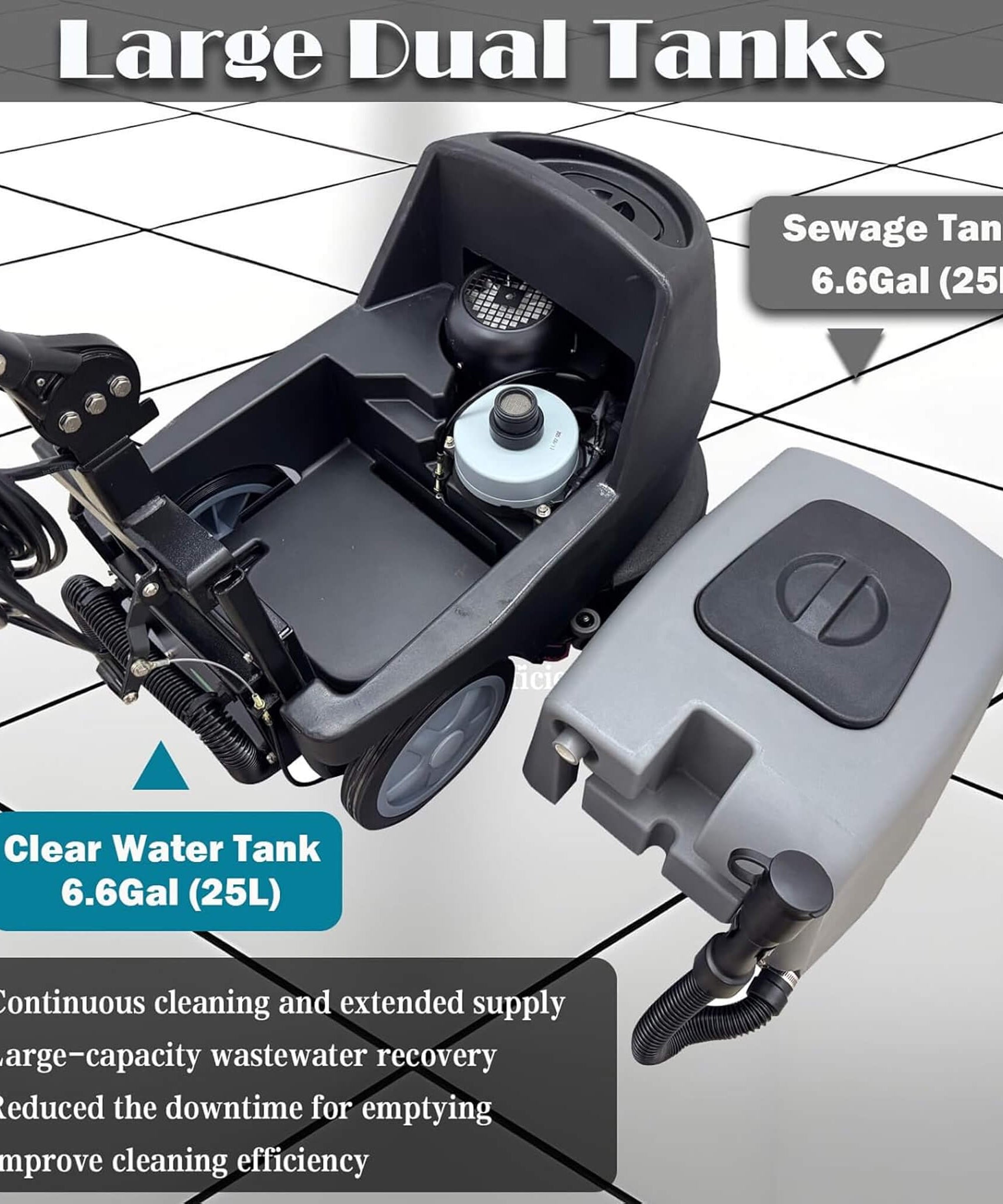 17-Inch 110V Heavy-Duty Commercial Walk-Behind Dual Tank Floor Scrubber (SAK83472)
