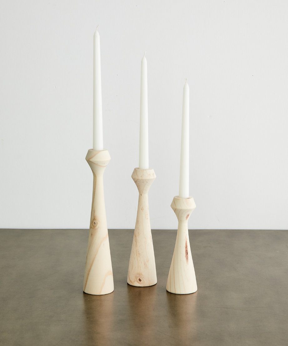 Tapered Diamond Wood Candle Holder