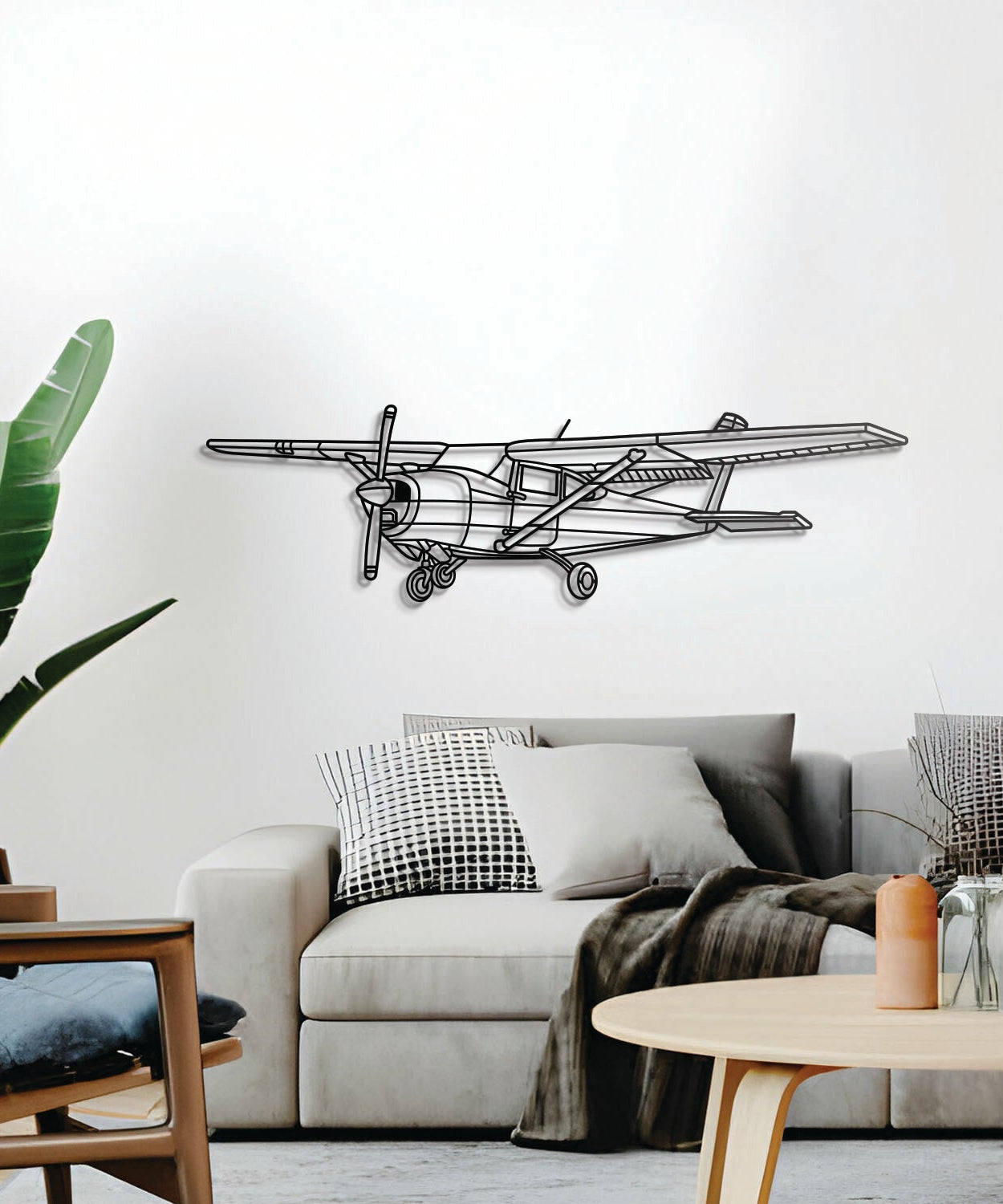 182 Skylane Frontalansicht Flugzeug-Wandkunst aus Metall - NCP0454