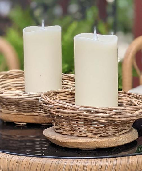 Handgewebte Rattan- & Mangoholzschale mit Naturkante, 2er-Set