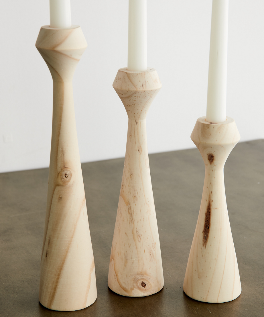 Tapered Diamond Wood Candle Holder